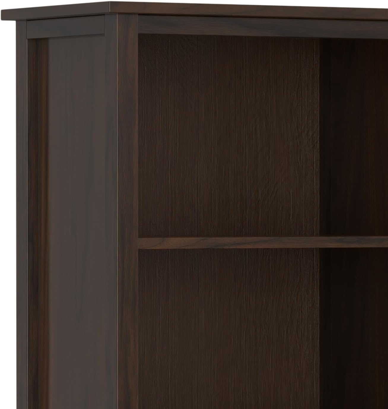 SIMPLIHOME Warm Shaker Bookcase - 72 inch Tall 5-Shelf Solid Wood Bookshelf in Tobacco Brown, Transitional Storage for Living Room, Study Room or Office with Adjustable Shelves and Tapered Legs