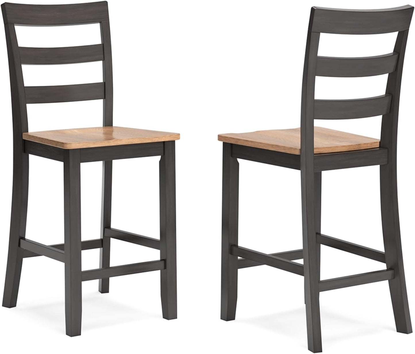 Signature Design by Ashley Gesthaven Solid Wood Frame Counter Height Barstool, Set of 2, Natural/Brown
