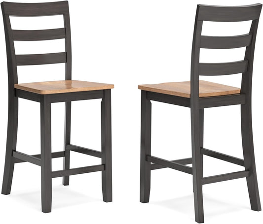 Signature Design by Ashley Gesthaven Solid Wood Frame Counter Height Barstool, Set of 2, Natural/Brown