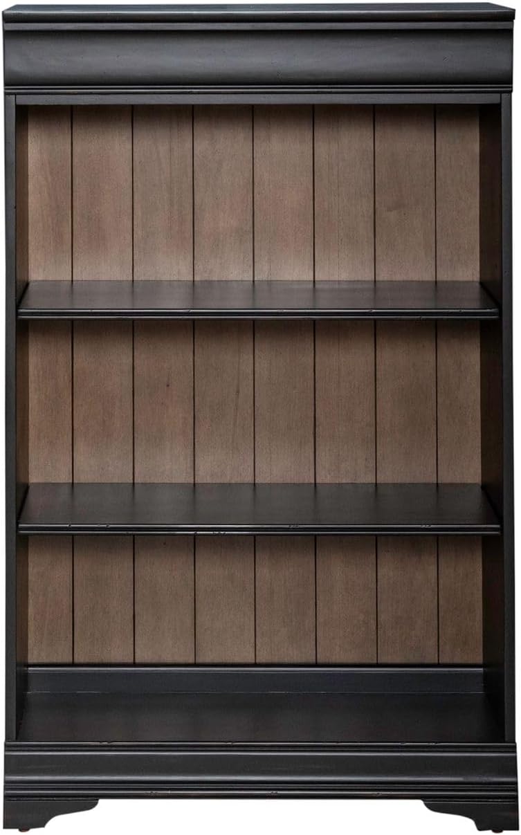 Liberty Furniture Meritage 48 Inch Bookcase for Home Office - Aged Charcoal w/Rub Thru & Caramel