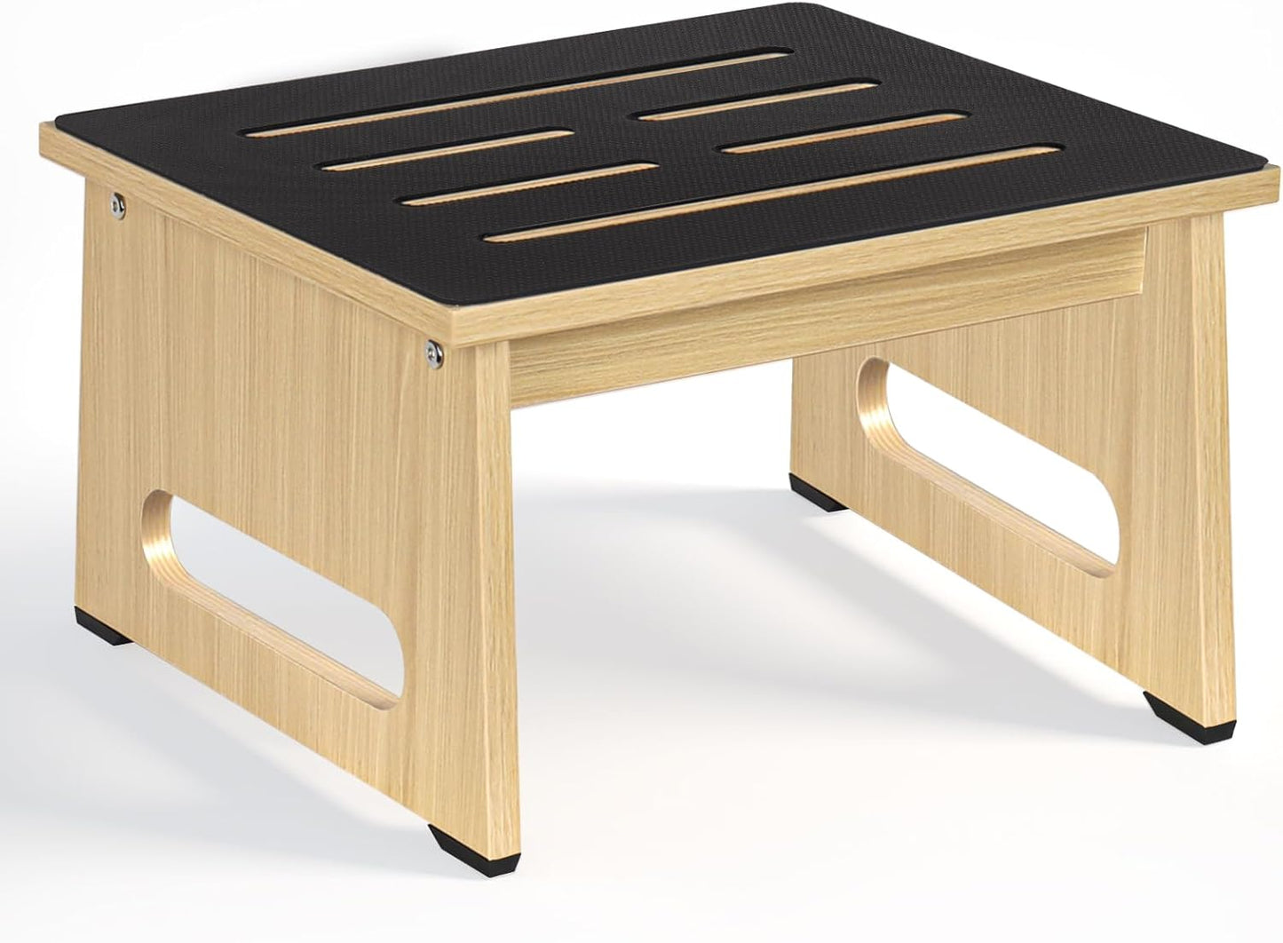 One Step Stool for Adults Seniors with Non-Slip Rubber Step Surface, Heavy Duty Wooden Stepping Stools with 450 LBS Capacity for Bedroom Kitchen Bathroom, Bed Steps for High Beds, Bedside Support