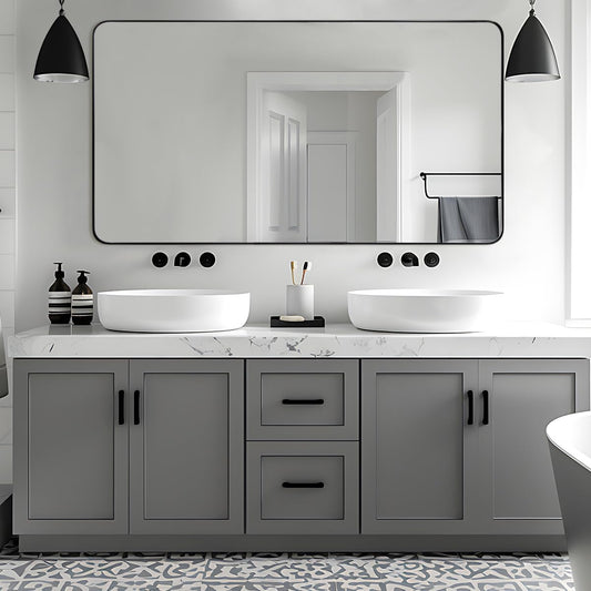 ANDY STAR Black Bathroom Mirrors for Over Sink, 30x55 Inch Matte Black Mirror for Bathroom, Rectangle Metal Vanity Mirror for Wall-Modern Clean Design with Superior Stainless Steel Frame