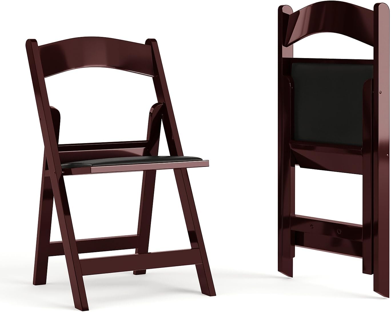 Flash Furniture Hercules Series Folding Chair - Red Mahogany Resin – 2 Pack 800LB Weight Capacity Comfortable Event Chair - Light Weight Folding Chair