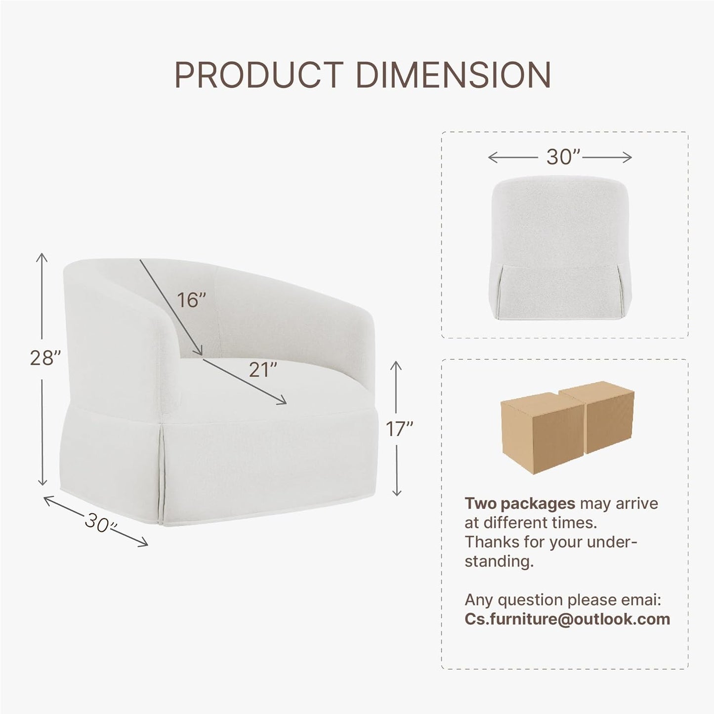 Swivel Accent Chair Set of 2, 360 Degree Performance Fabric Armchair Modern Barrel Chairs Armchair for Living Room Bedroom Home and Office,Cream White