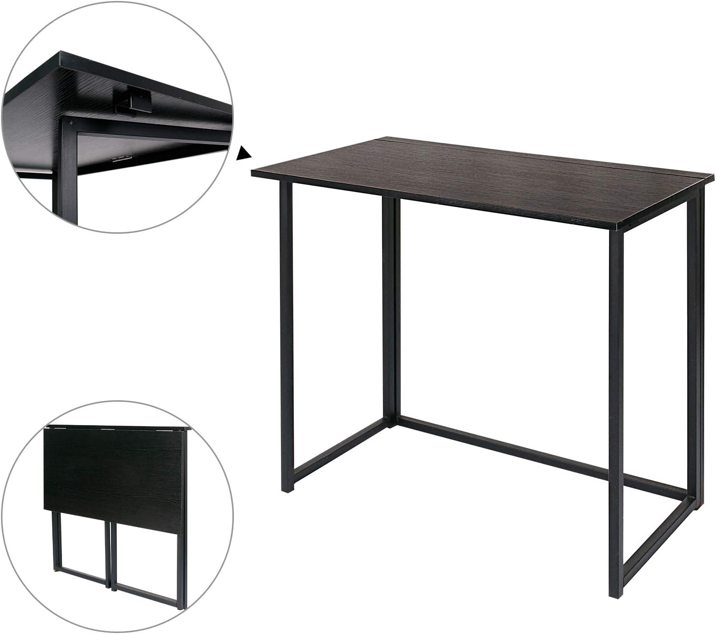 Leopard Outdoor Products Folding Computer / Laptop Table for Small Spaces, Space-Saving Home Office / Writing Desk, Compact Study Reading Foldable Desk (Black)