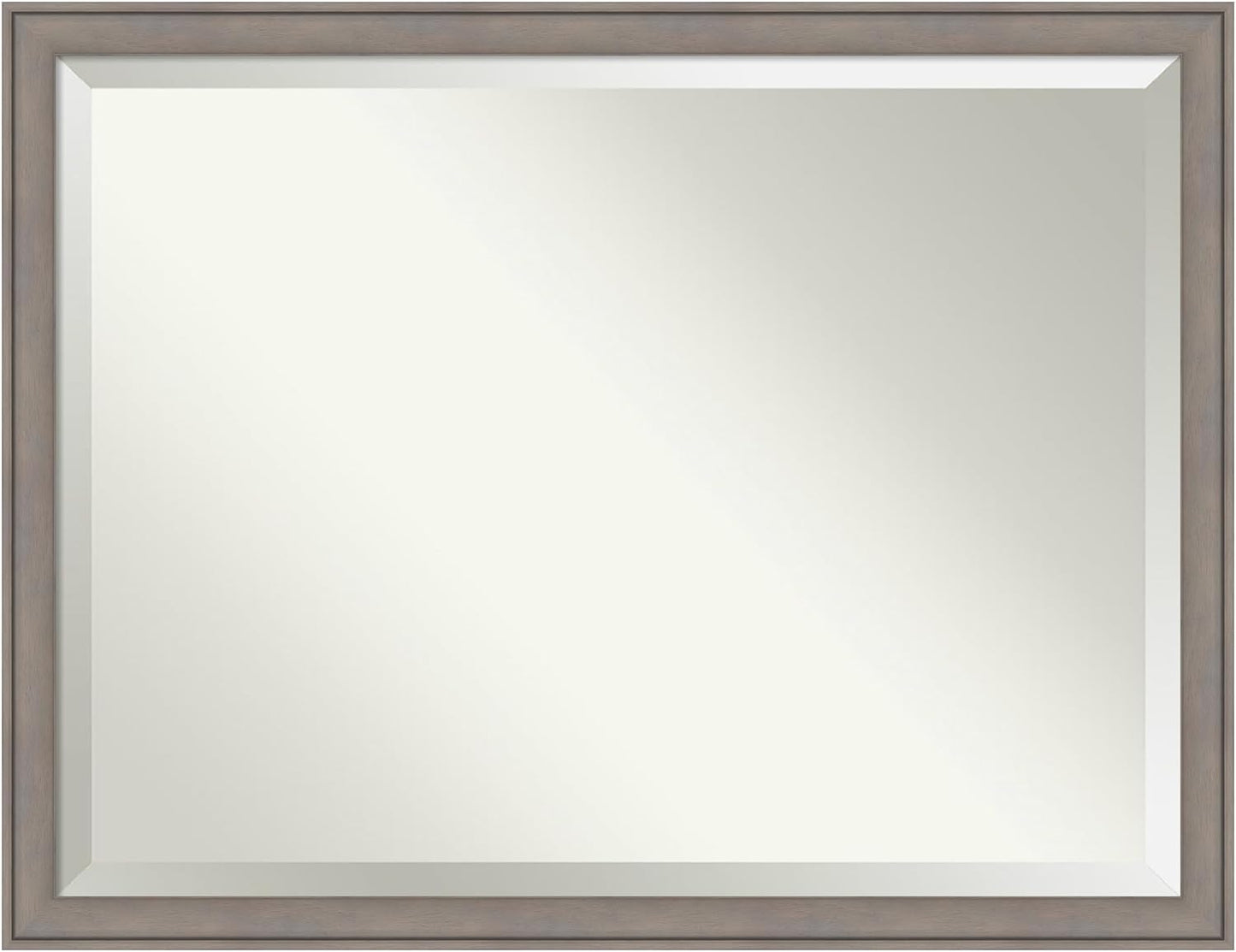 Amanti Art Grey Wall Mirror 34x44 Greywash Rectangle Bathroom Mirror for Wall Decor Living Room, X-Large Country Rustic Wood Frame, Hangs Horizonally and Vertically, Bathroom Decor, Beveled Edge