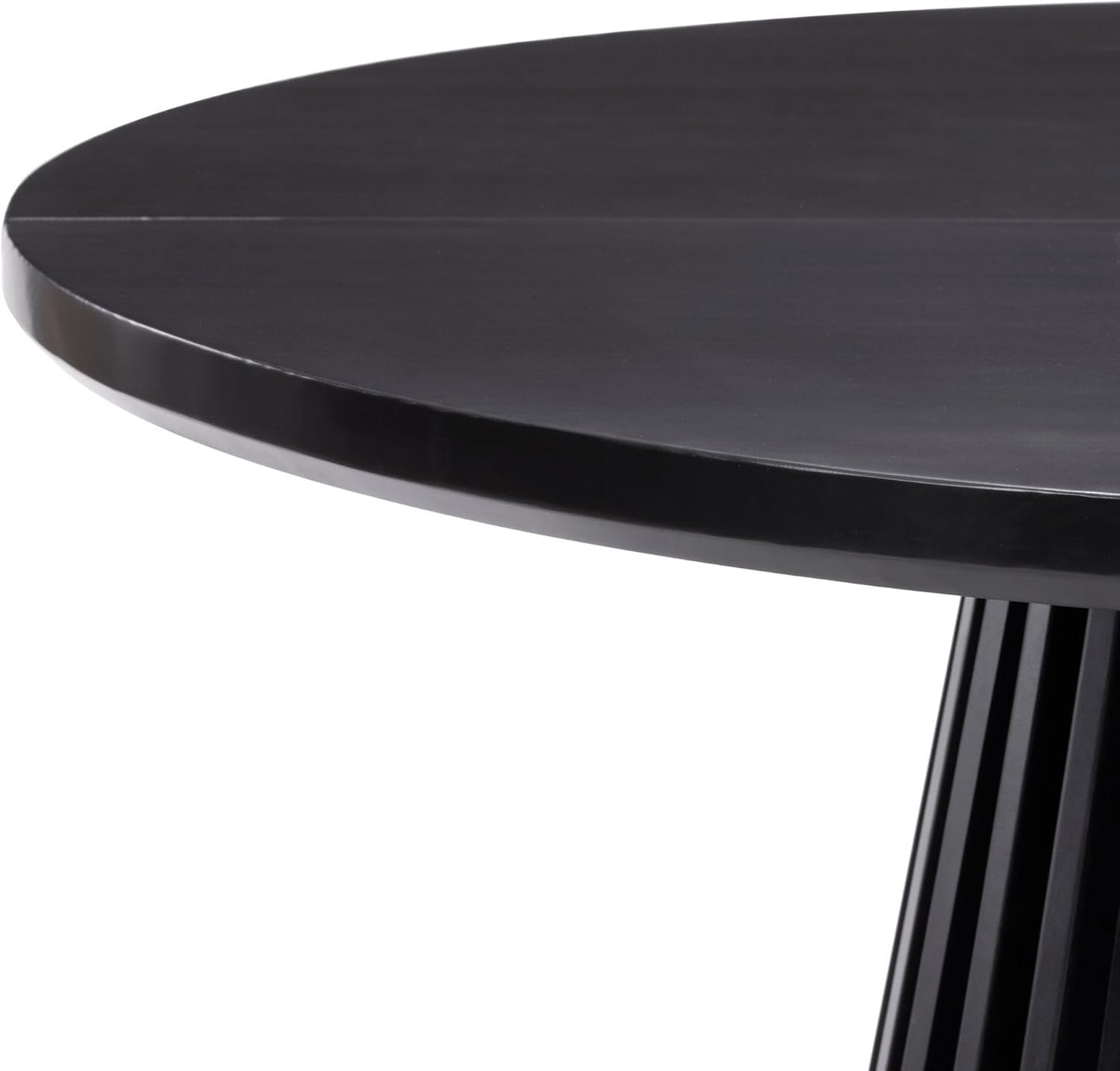 Plank+Beam Lido Round Dining Table, 47", Wooden, Pedestal, Minimalist Kitchen Table for 4 for Dining Room, Black