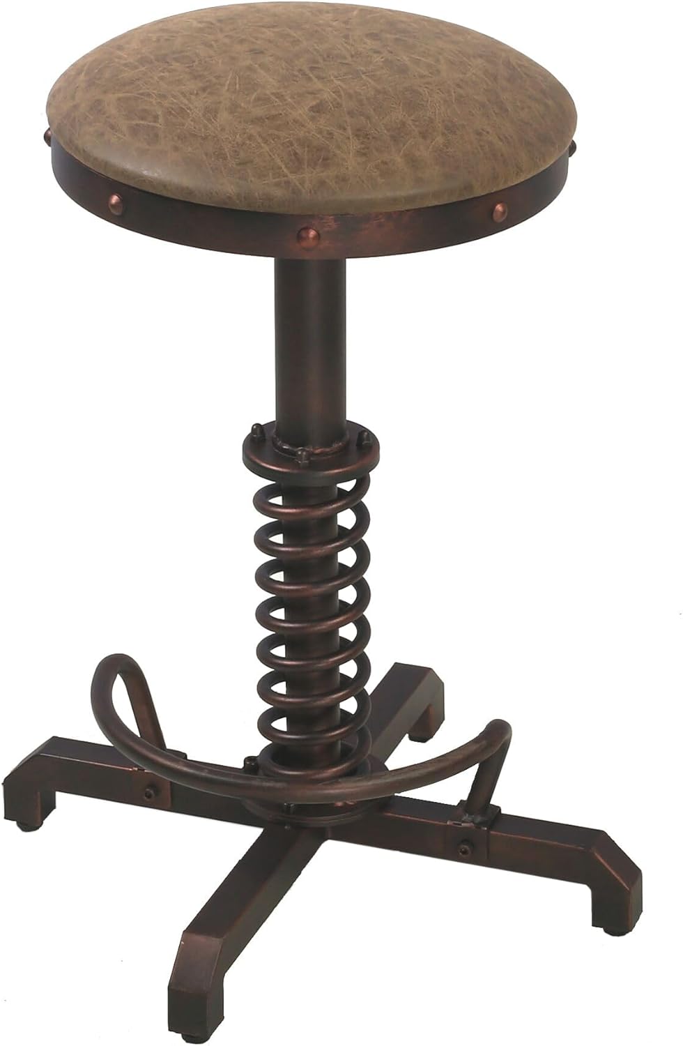 Topower Industrial Retro Vintage Farm PU Seat Tractor Stool Kitchen Swivel Height Adjustable bar Stool Copper