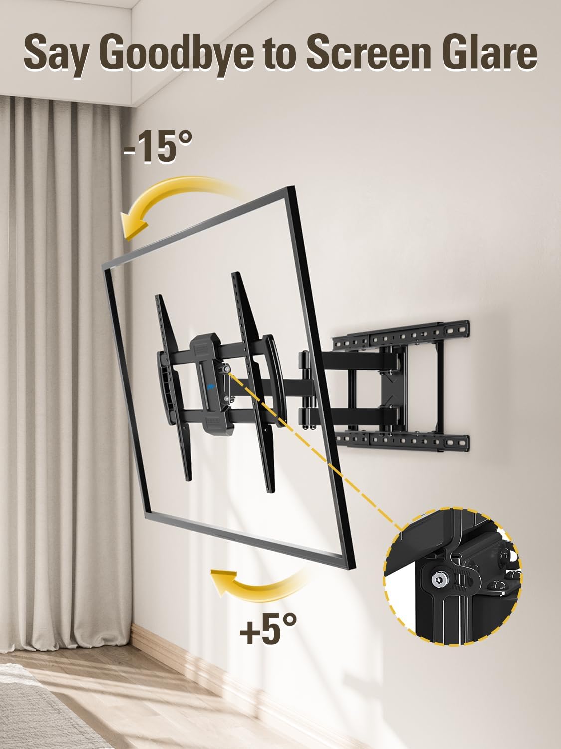 Mounting Dream TV Wall Mounts Bracket for Most 42-84 Inch TVs, UL Listed Premium TV Mount Full Motion with Articulating Arms, Max VESA 600x400mm and 100LBS, Fits 16", 18", 24" Studs, MD2296-24K