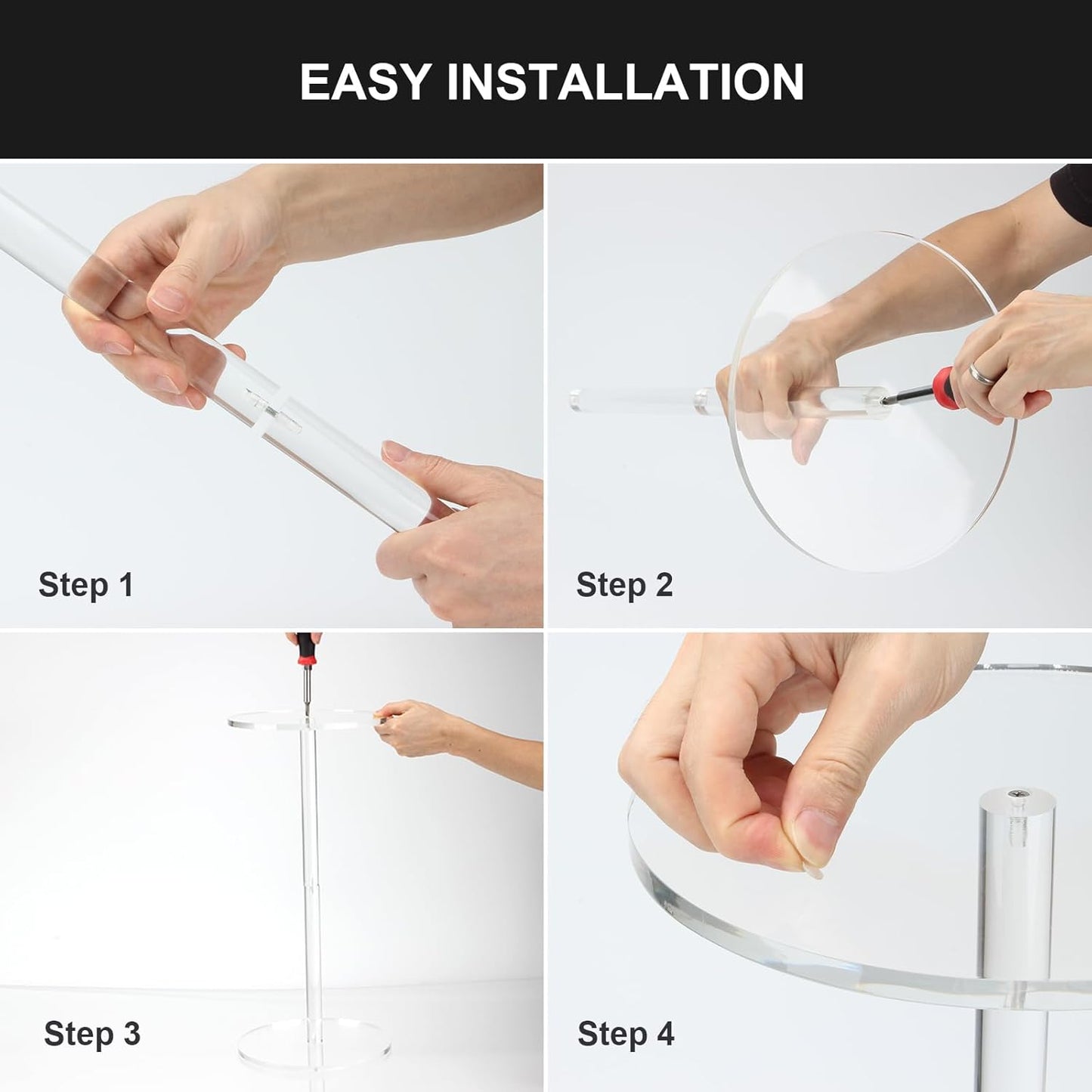 Acrylic Drink End Table, Clear Drink Table for Small Spaces with Anti-Slip Pads, 9.8" Round Modern Side Coffee Table for Living Room/Bedroom/Bathroom/Office/Outdoor/Business (Acrylic, Clear)