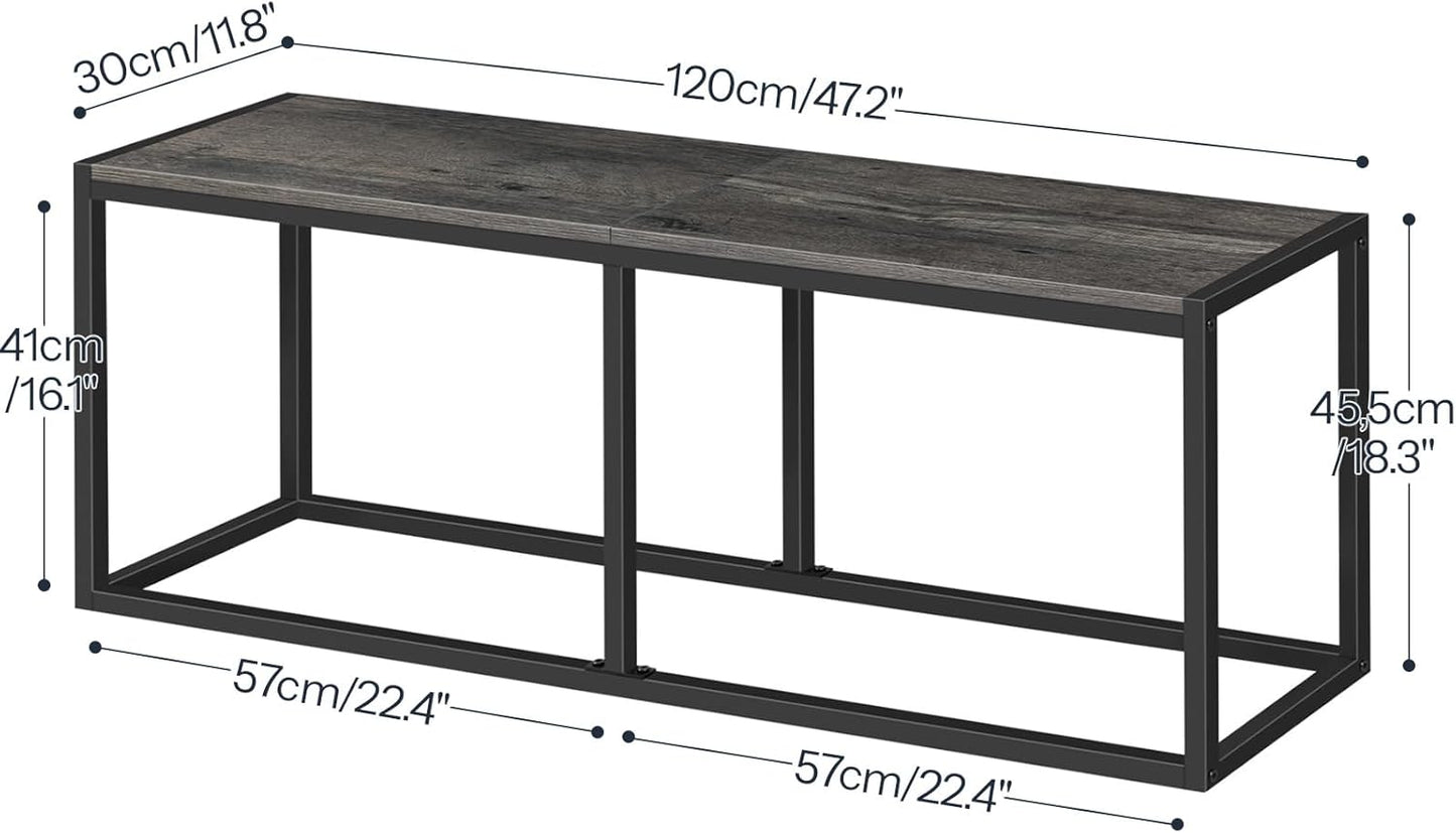 HOOBRO Dining Bench, 47.2 Inch Industrial Style Kitchen Table Bench, Steel Frame, Easy to Assemble, for Kitchen, Dining Room, Charcoal Gray and Black BC12CD01