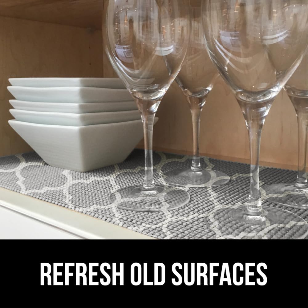 GORILLA GRIP powerGRIP Drawer Shelf and Cabinet Liner, Thick Strong Hold, Non-Adhesive Liners Protect Kitchen Cabinets and Cupboard, Bathroom Drawers, Easy Install, Breathable Mat, 20" x30', Gray