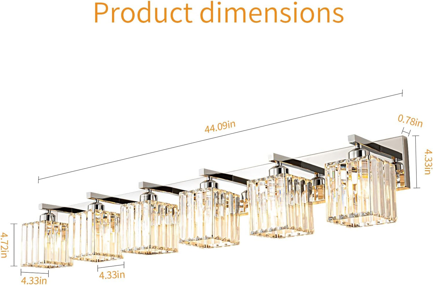 Modern 6-Light Chrome Crystal Bathroom Vanity Light Fixtures