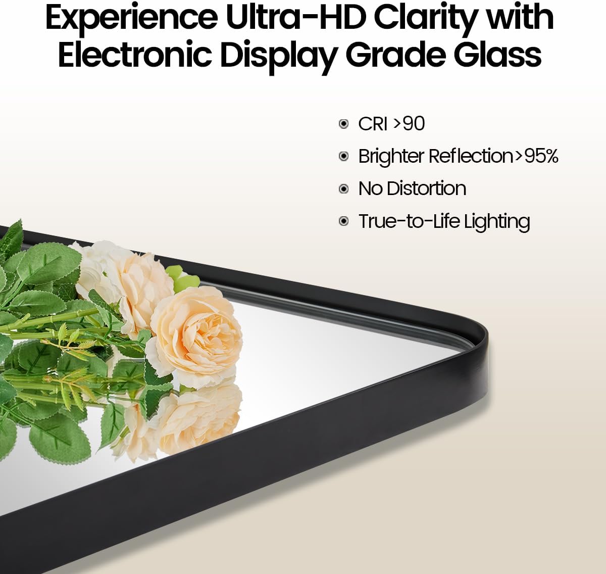 MOON MIRROR 30" x 22" Matte Black Rectangle Bathroom Mirror, Tilting Rounded Rectangular Metal Framed Pivot Wall Mirror, Hangs Horizontally Only(Overall 33.75" x 22")