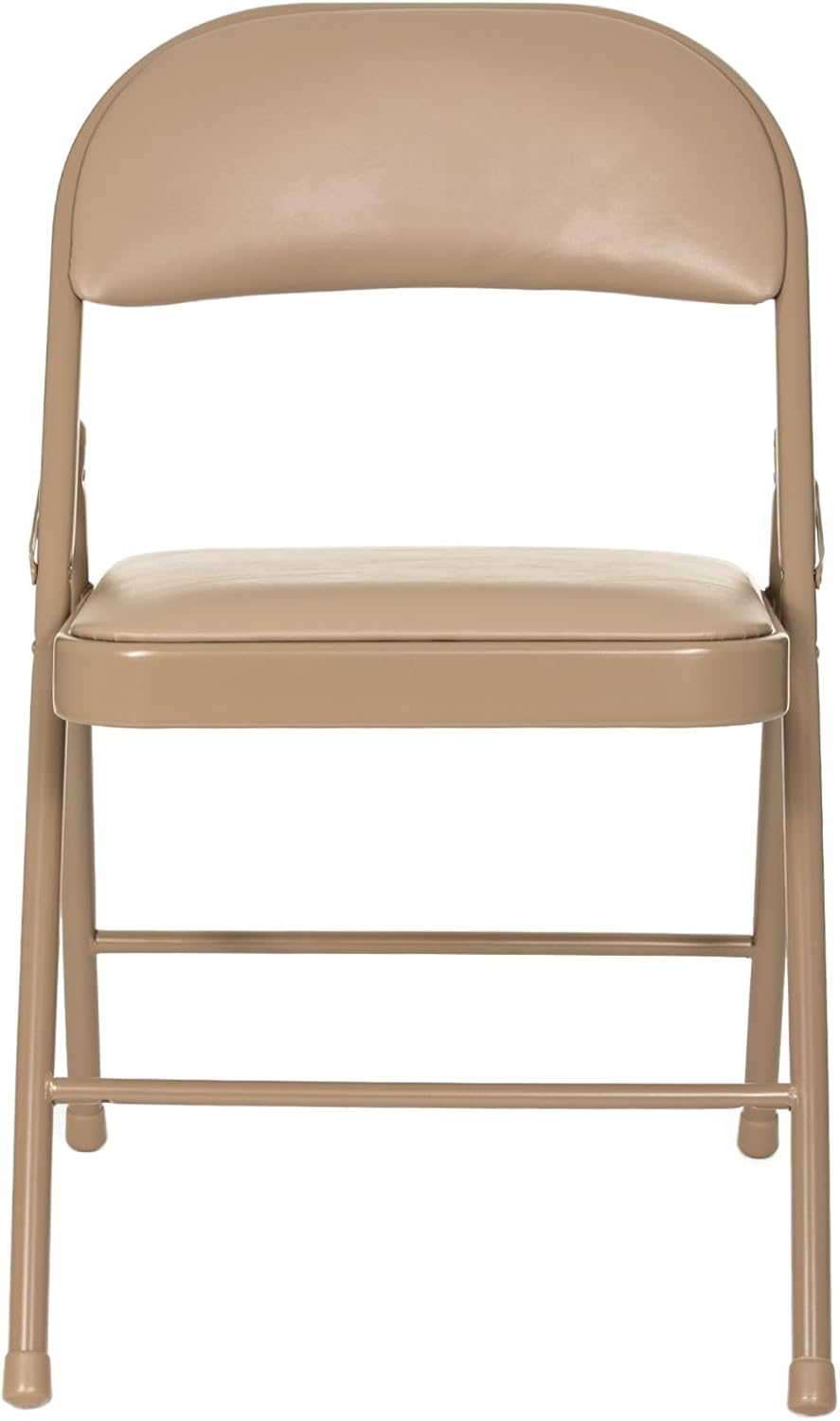 OEF Furnishings OEF950 Series Vinyl Padded Steel Folding Chairs (4-Pack, Beige)
