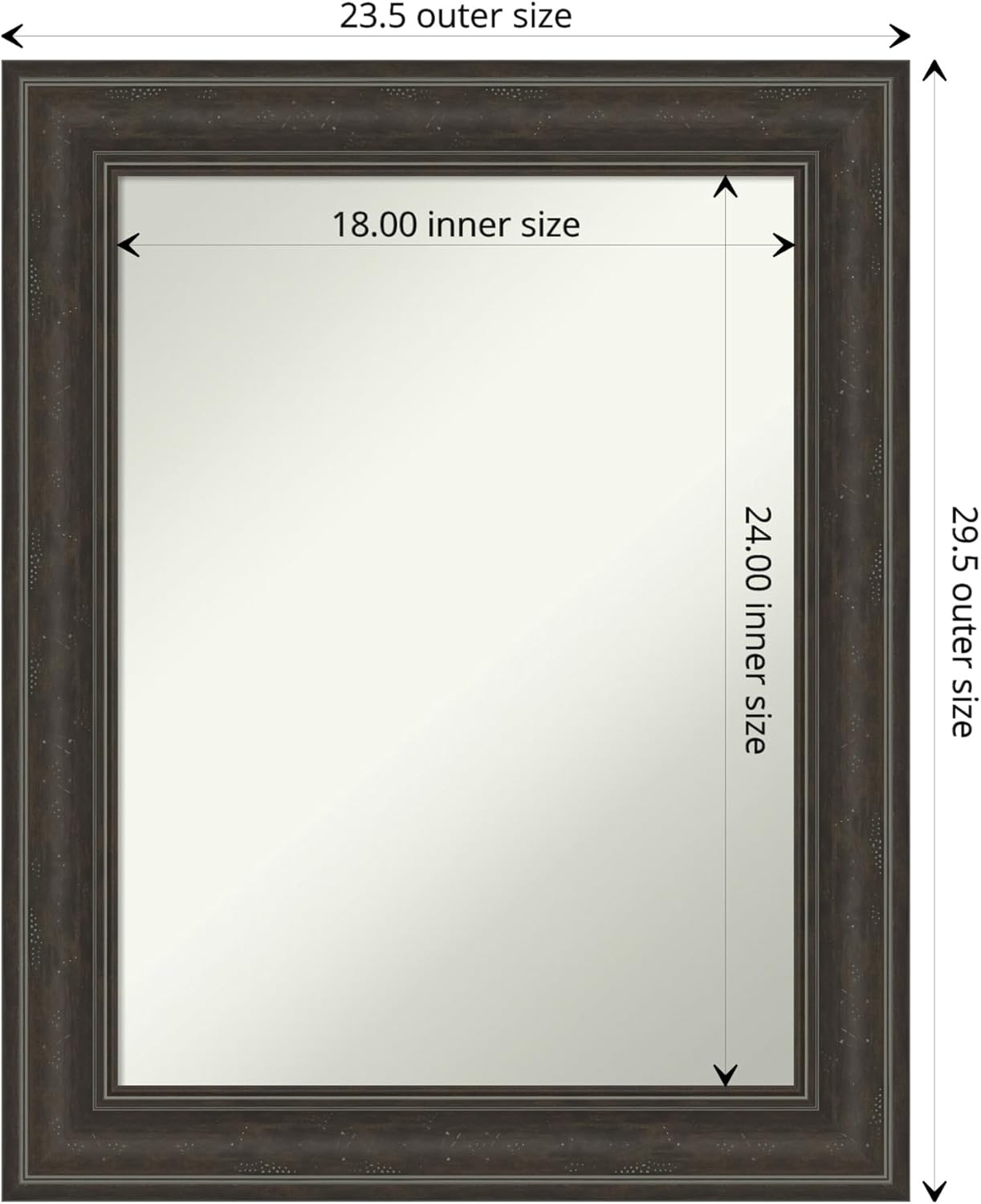 Amanti Art Black Bathroom Mirror for Over Sink, 28x22 Shipwreck Black Narrow Rectangle Vanity Mirror, Medium Country Rustic Frame, Hangs Horizonally and Vertically, Bathroom Wall Decor, Non-Beveled
