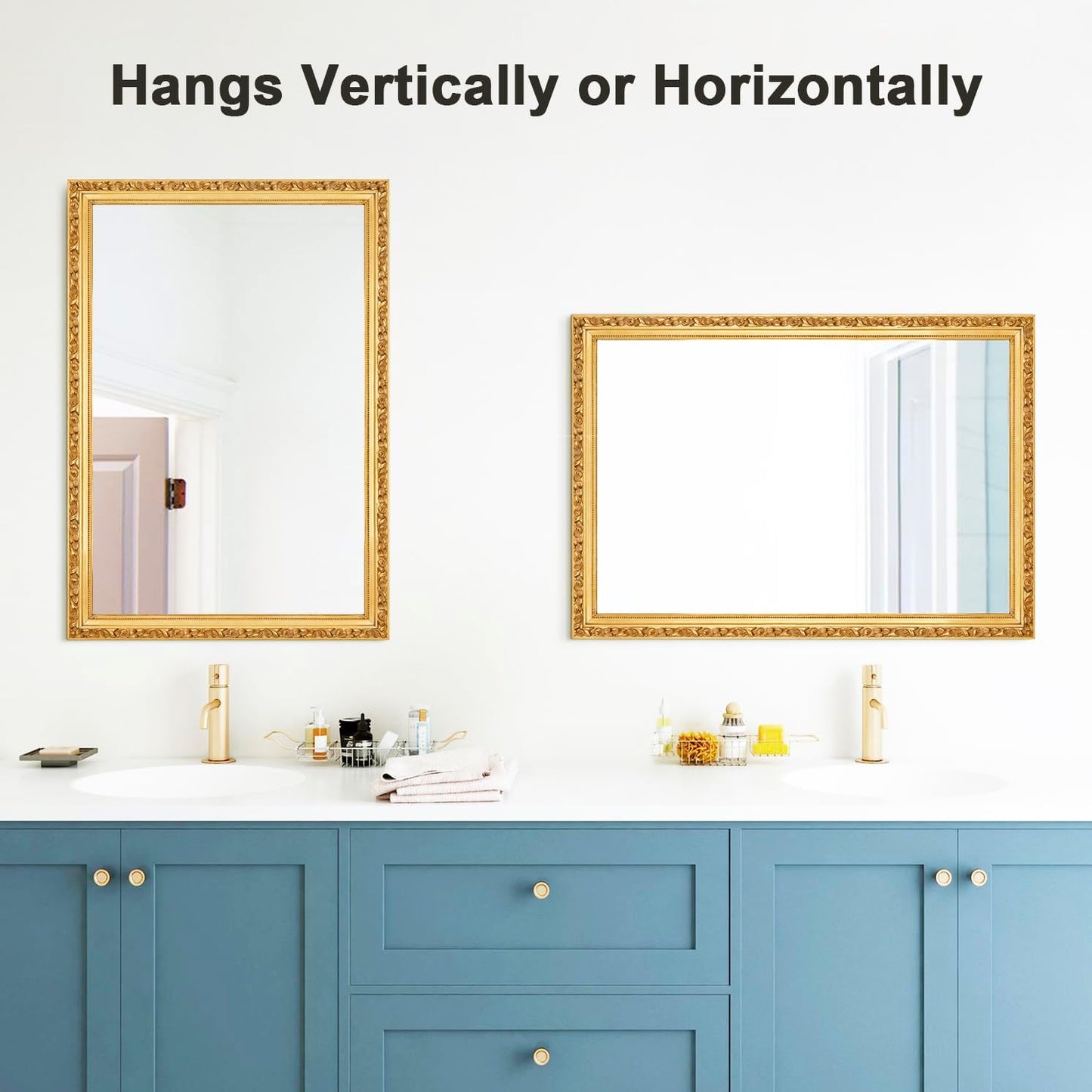 Gold Vintage Mirror, Traditional Antique Wall Mirrors with Ornate Gold Frame, Bathroom Decorative Mirrors for Wall Decor, 39.7'' x 27.9''