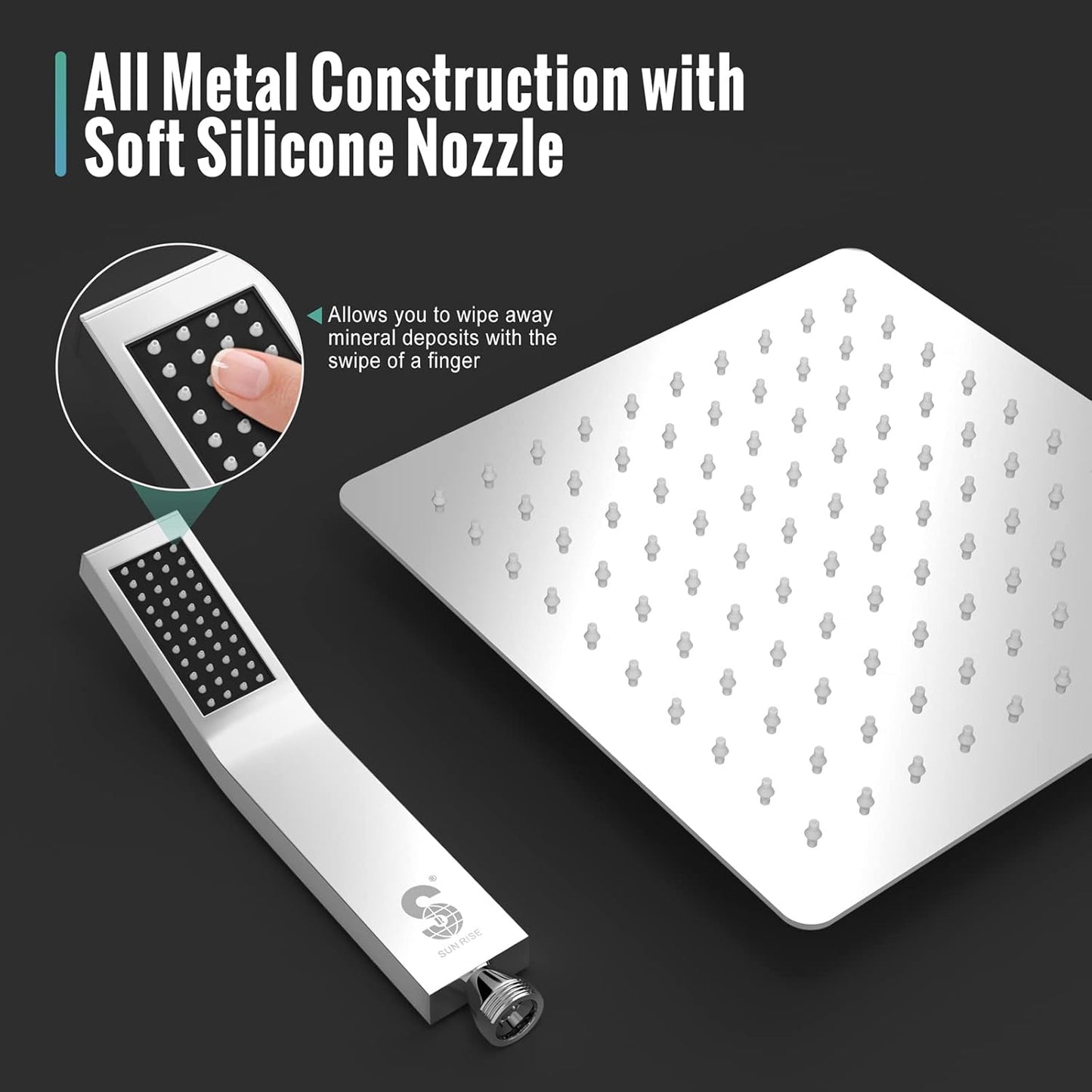 SR SUN RISE Shower System - Shower Faucet Set with 8 Inch Rain Shower Head and Handheld Shower - High Pressure Rain Shower System - All Metal Shower Faucet Trim Repair Kits - Polished Chrome