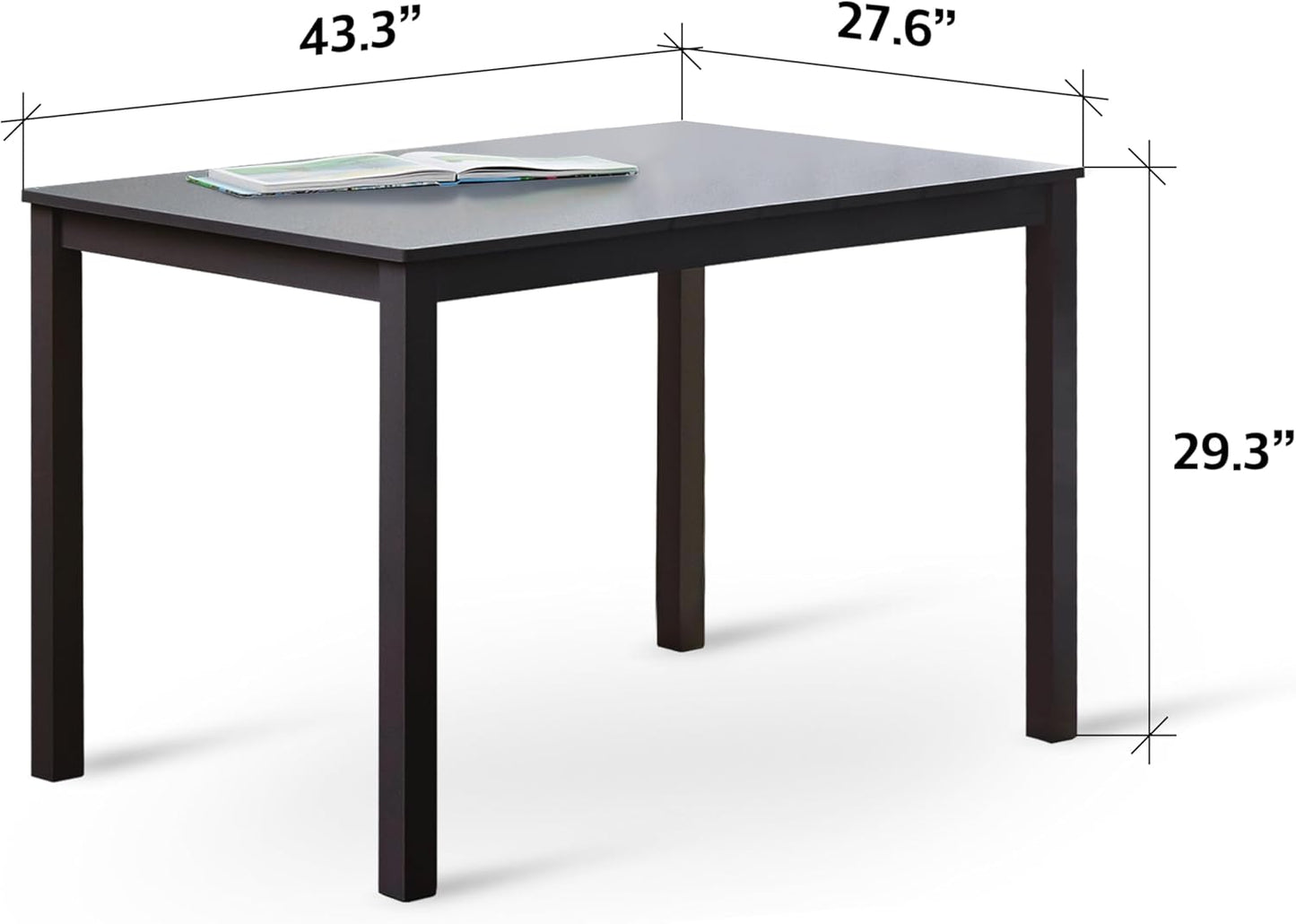 Livinia Seattle 5-Piece Wooden Dining Table Set for 4, Modern Farmhouse Kitchen Dining Room Set with Solid Wood Ladder Back Chairs for Small Space (Black)