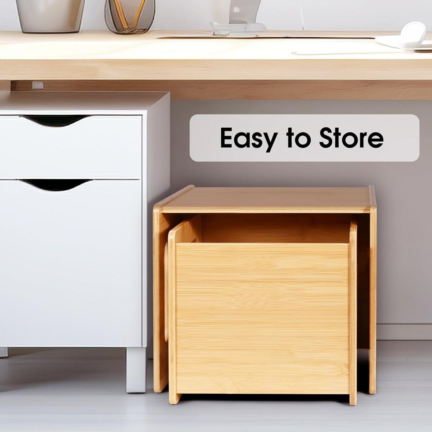 Kids Table and Chair Set, Montessori Weaning Table and Chair,Natural Bamboo Small Desk Chair,Toddler Activity Table and Chair Set for 1-3 Year Old Kids Dinner,Reading,Playing Toys, CPC Certified