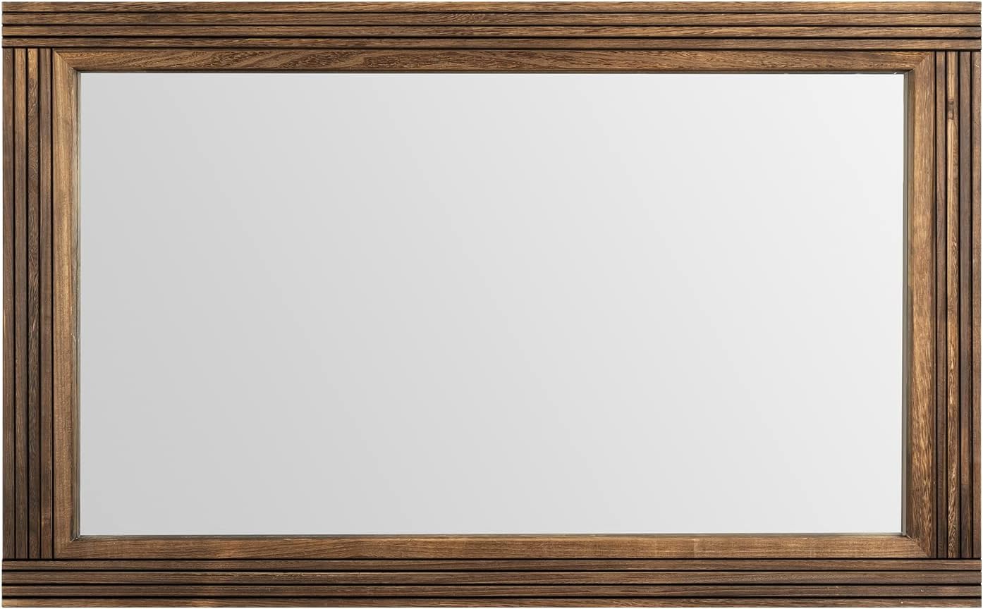 YOSHOOT Hand-Made Wooden Spliced Wall Mirror for Bathroom, Rustic Farmhouse Vanity Mirror, Décor Wall Art, Solid Wood Frame, Vertical or Horizontal Hanging, 72" x 36", Brown