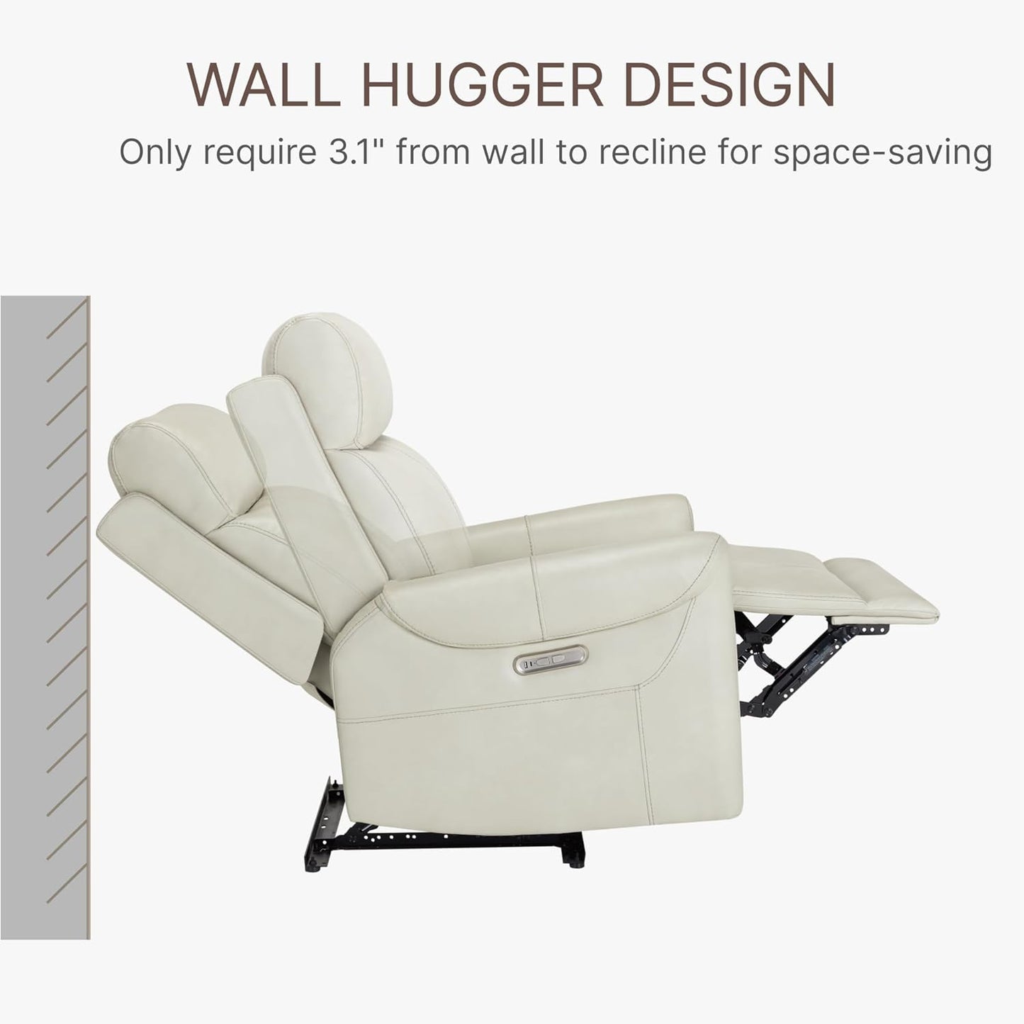 Leather Recliner Chair for Adults Wall Hugger RV Recliner with USB Charging Ports Electric Power Reclining Sofa for Living Room Home Theater Seating Bedroom