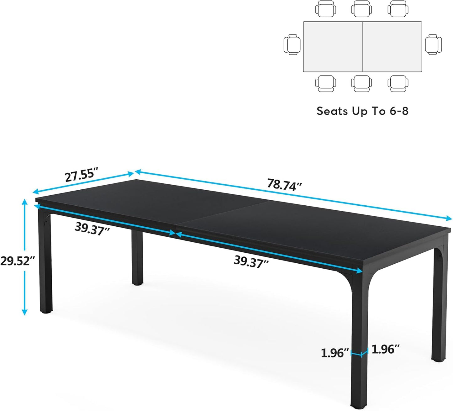 Tribesigns 6.5FT Conference Table, 78.7 Inche Rectangle Meeting Seminar Table, Large Business Tables for 6-8 People (Only Table)
