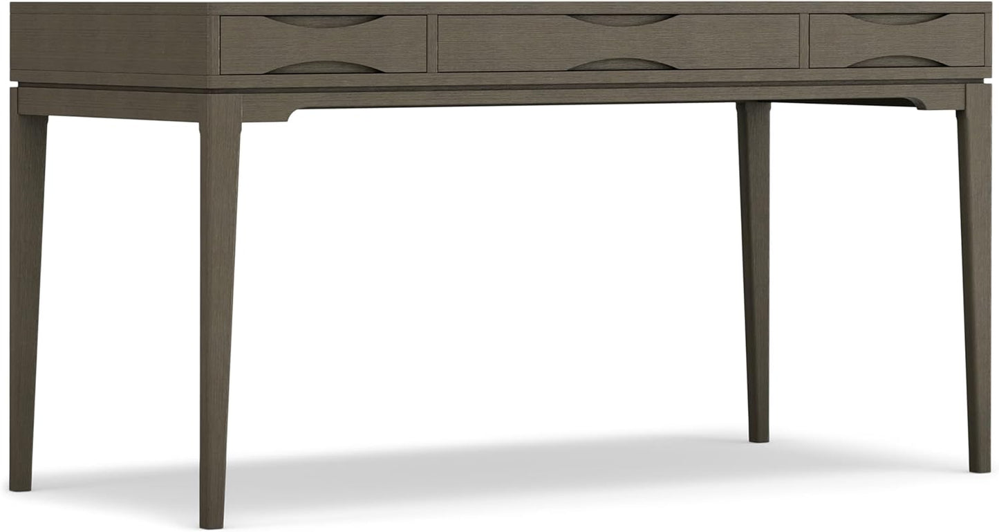 SIMPLIHOME Harper Desk - 60-Inch Wide Solid Hardwood Writing Desk in Farmhouse Grey, Mid-Century Modern Home Office Computer Table for Workspace or Study with 2 Drawers and Flip-Down Keyboard Tray