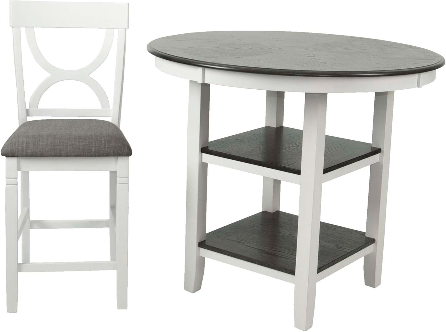 Poundex 5 Piece Counter Height Dining Set in White and Gray