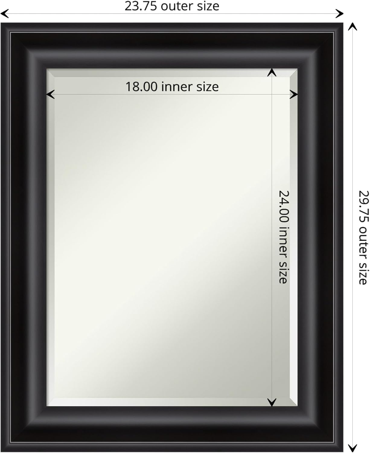 Amanti Art Black Bathroom Mirror for Over Sink, 30x24 Grand Black Rectangle Vanity Mirror, Medium Casual Frame, Hangs Horizonally and Vertically, Bathroom Wall Decor, Beveled Edge
