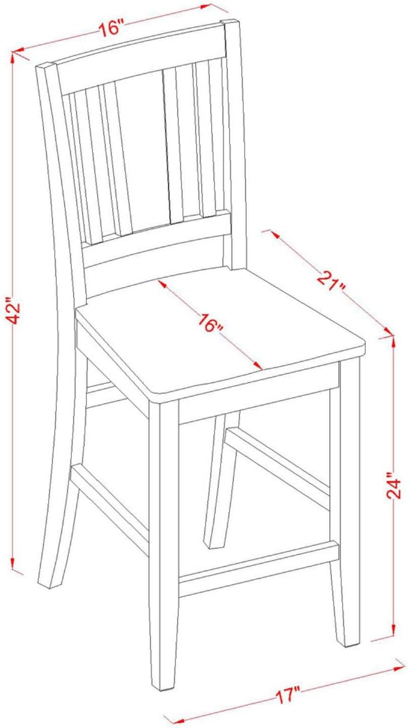 East West Furniture EDBU5-MAH-W 5 Piece Kitchen Counter Set Includes a Round Dining Table with Pedestal and 4 Dining Room Chairs, 30x30 Inch, Mahogany