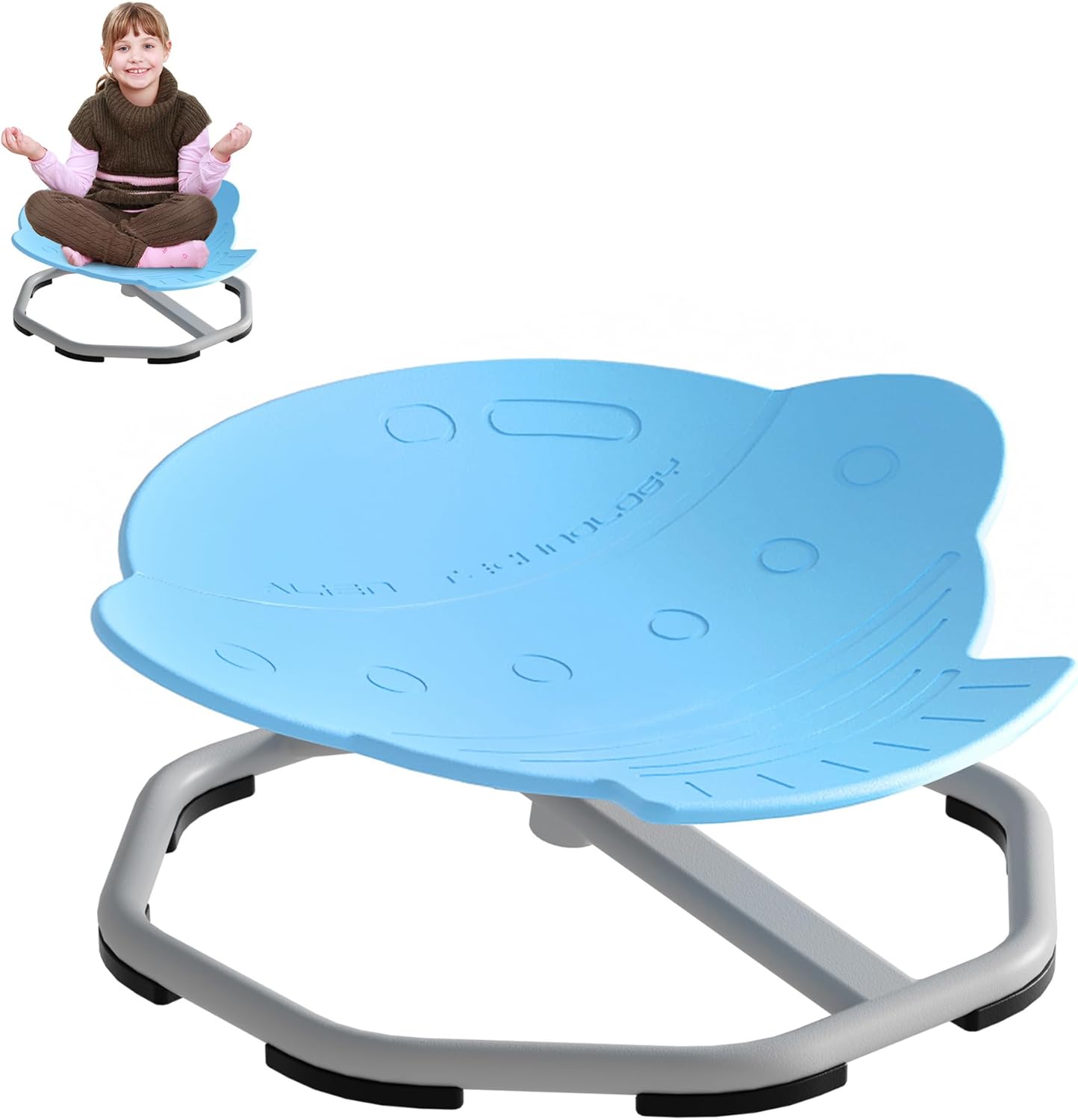 Spinning Chair for Autistic Kids, Non-Slip Sensory Spinning Chair, Sit and Spin Autism Toys Training Body Coordination (Blue)