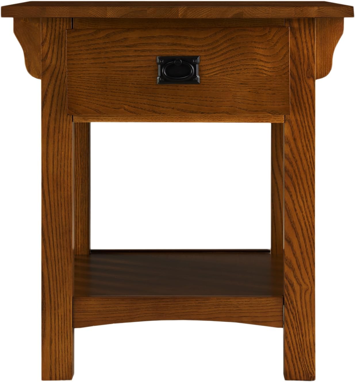 Leick Home Mission End Table, Solid Wood, 1 Storage Drawer, Additional Secret Compartment, Bottom Display Shelf, Easy-Assembly, Medium Oak, 20 in L x 24 in W x 24 in H, 8222-SC