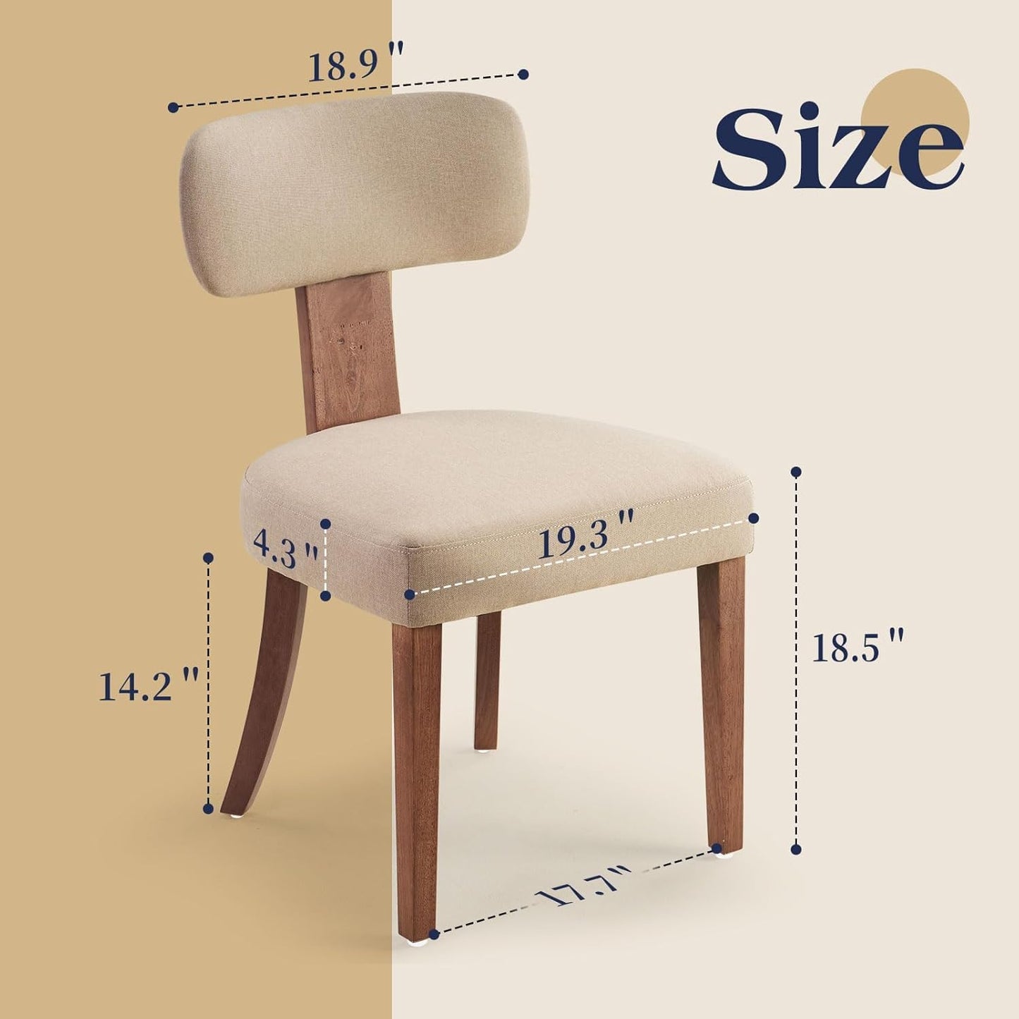 Farmhouse Chair Set of 4, Mid Century Modern Dining Chairs, Sherpa Upholstered Kitchen Chairs with Curved Backrest & Adjustable Legs for Living Room/Bedroom, Easy to Install, Beige Linen