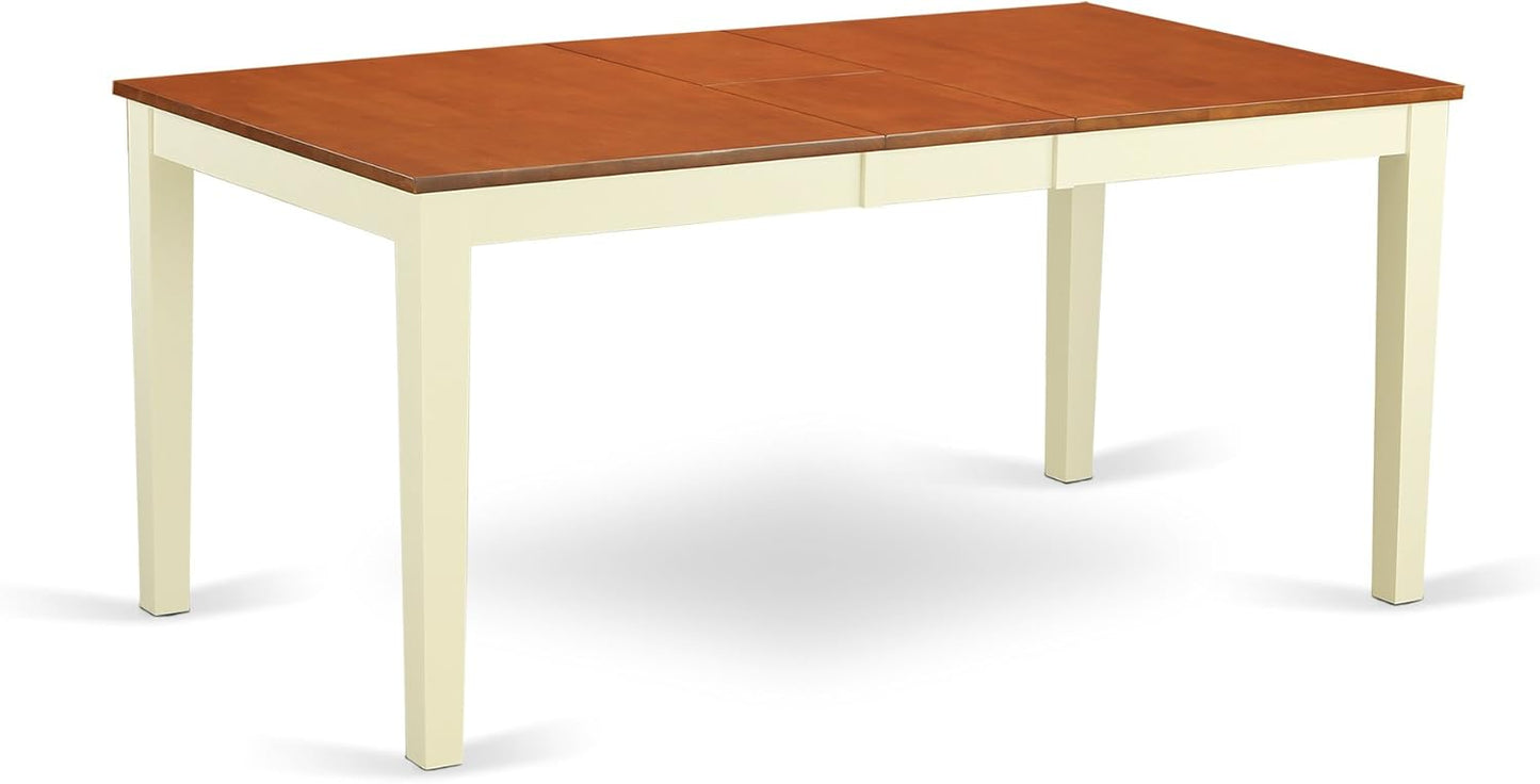 East West Furniture NIQU5-WHI-W 5 Piece Dining Set Includes a Rectangle Dining Table with Butterfly Leaf and 4 Kitchen Chairs, 36x66 Inch, Buttermilk & Cherry