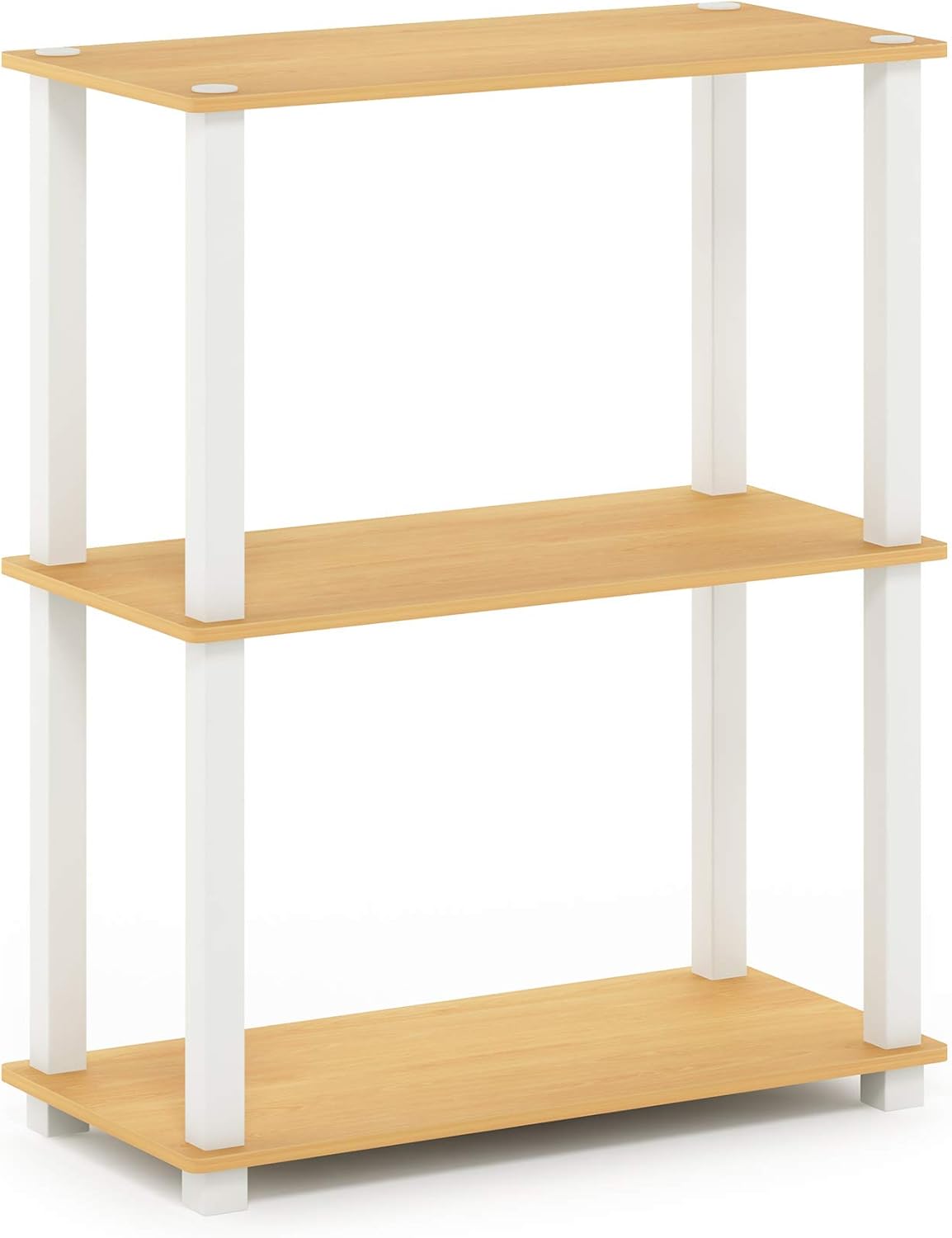 Furinno Turn-S-Tube 3-Tier Compact Multipurpose Shelf Display Rack, Square, Beech/White, 3-Tier Square Tubes