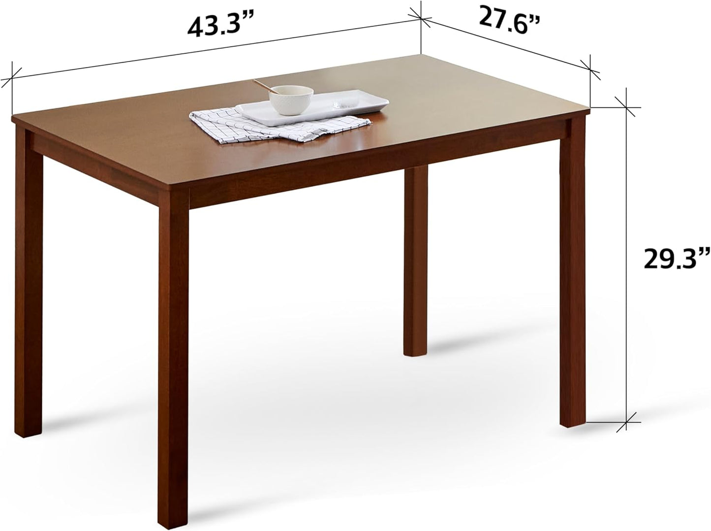 Livinia Seattle 5-Piece Wooden Dining Table Set for 4, Modern Farmhouse Kitchen Dining Room Set with Solid Wood Ladder Back Chairs for Small Space (Antique)