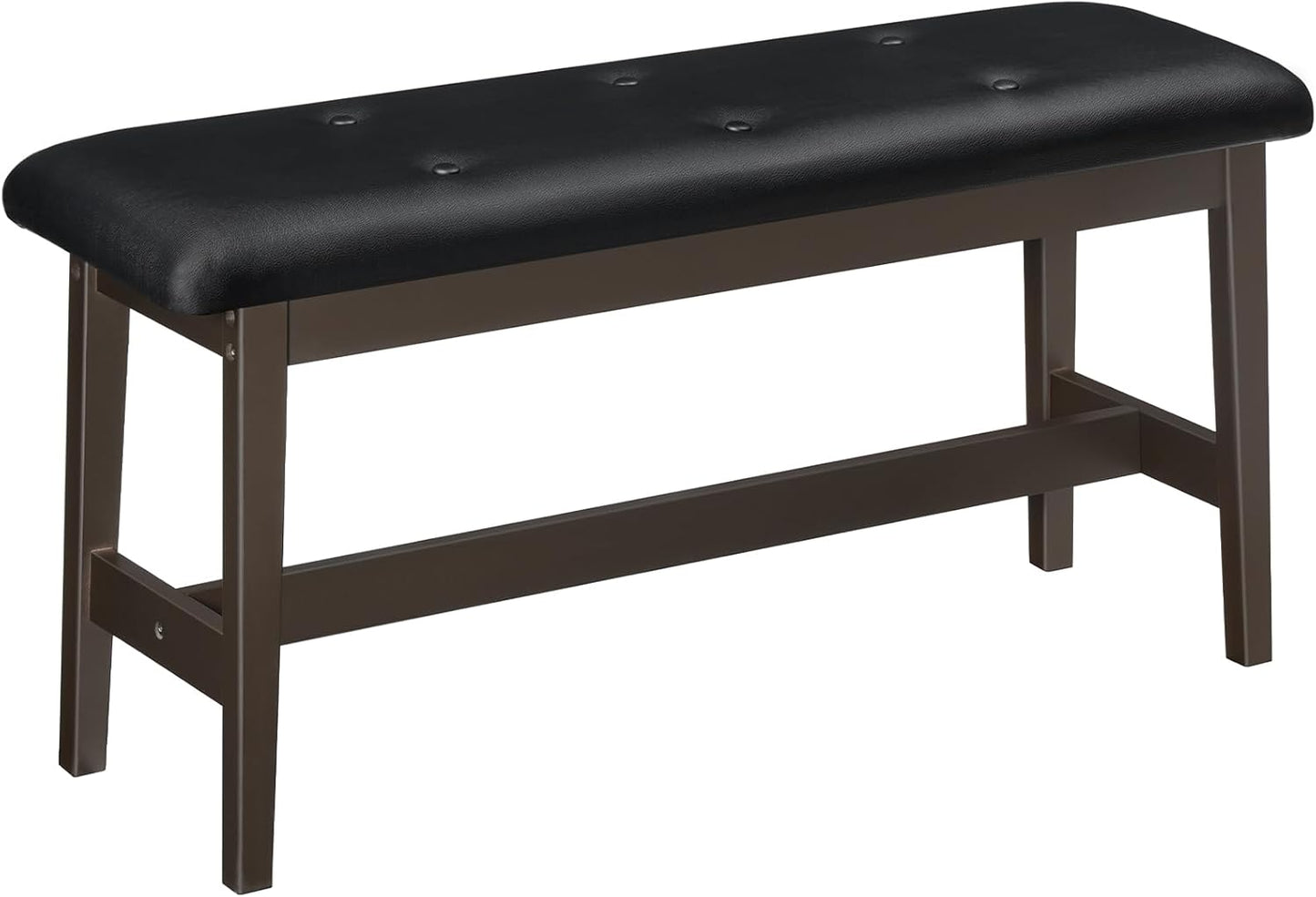 HOOBRO Dining Bench, Bamboo Dining Room Bench with PU Leather Upholstered Seat, for Kitchen, Living Room, Hallway, Kitchen, Entryway, Brown and Black CB13CD01