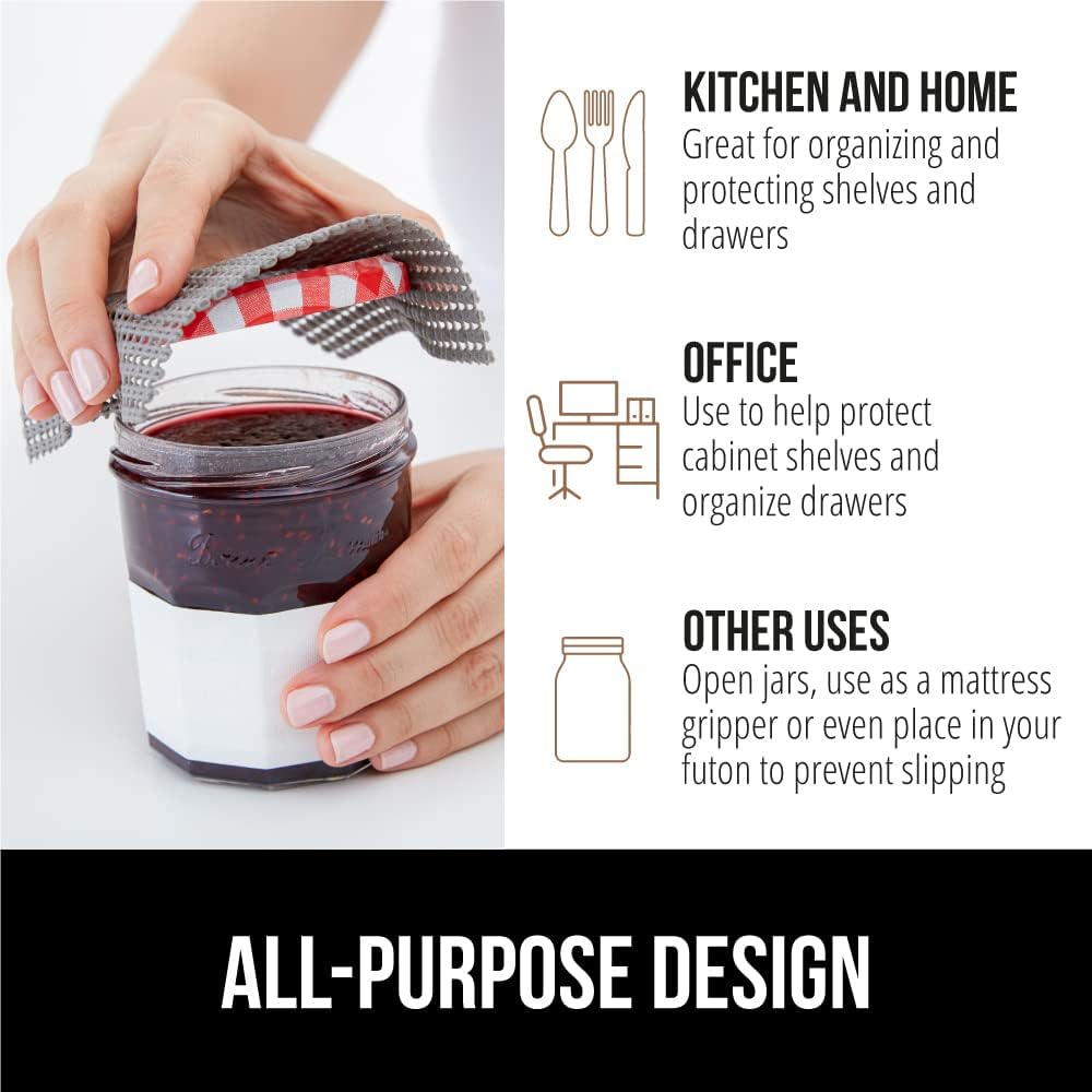 GORILLA GRIP powerGRIP Drawer Shelf and Cabinet Liner, Thick Strong Hold, Non-Adhesive Liners Protect Kitchen Cabinets and Cupboard, Bathroom Drawers, Easy Install, Breathable Mat, 17.5" x20', Gray