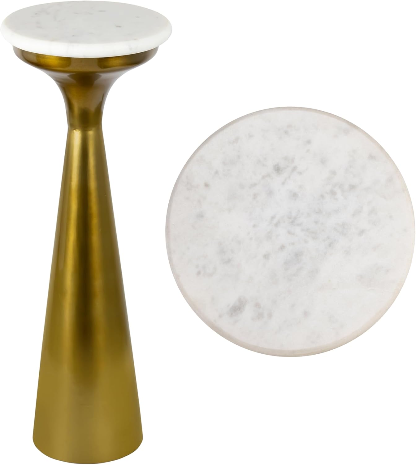 JONATHAN Y END1009A Oliver 22.25" Mid-Century Glam Retro Metal Drink Table with Marble Top, Gold/White for Living Room, Bedroom, Office, Bathroom