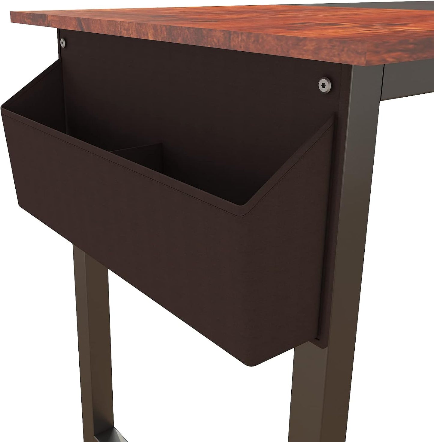 Decoholic 71Inch Home Office Computer Two-Color Panel Desk with Storage Bag and Hook, Black, Sandalwood Color, Industrial Modern Laptop Desk