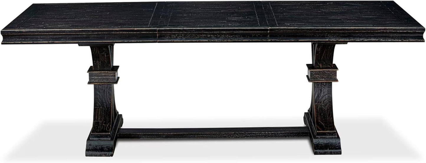 LECY9-SBB-33 9-Piece Modern Dining Table Set Consists of a Dining Table and 8 Brown Textured Polyester Fabric Dinner Chairs with High Back - Sand Blasting Black Finish