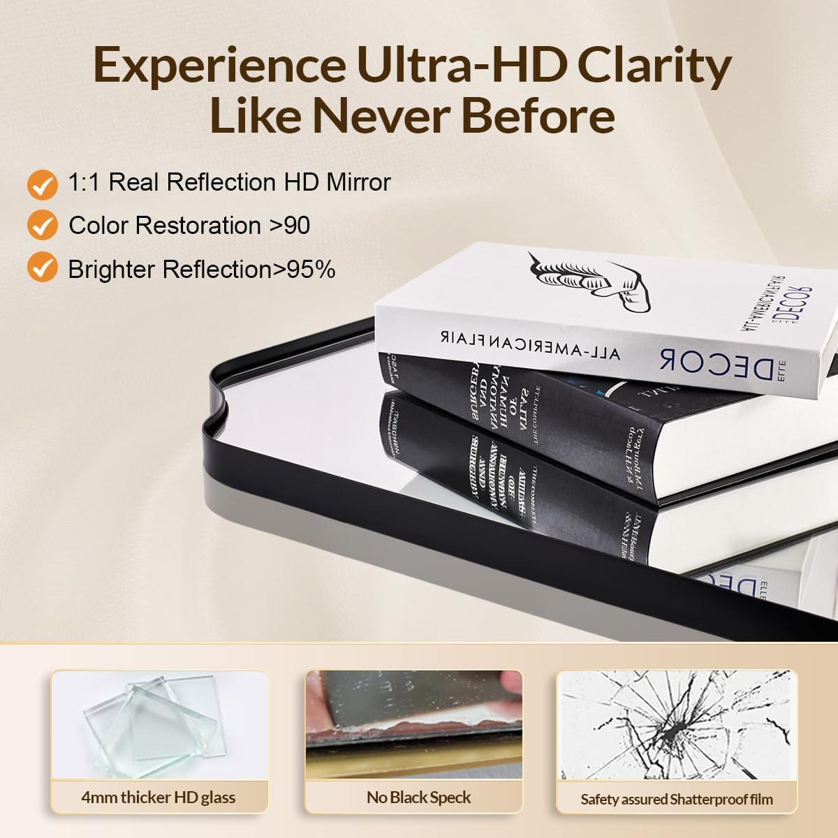 Scalloped Mirror, 24"x32" Black Mirror for Bathroom, Matte Black Mirror with Anti-Rust Metal Frame, Asymmetrical Mirrors with Wavy Edge for Powder Room, Living Room, Foyer, Master Room