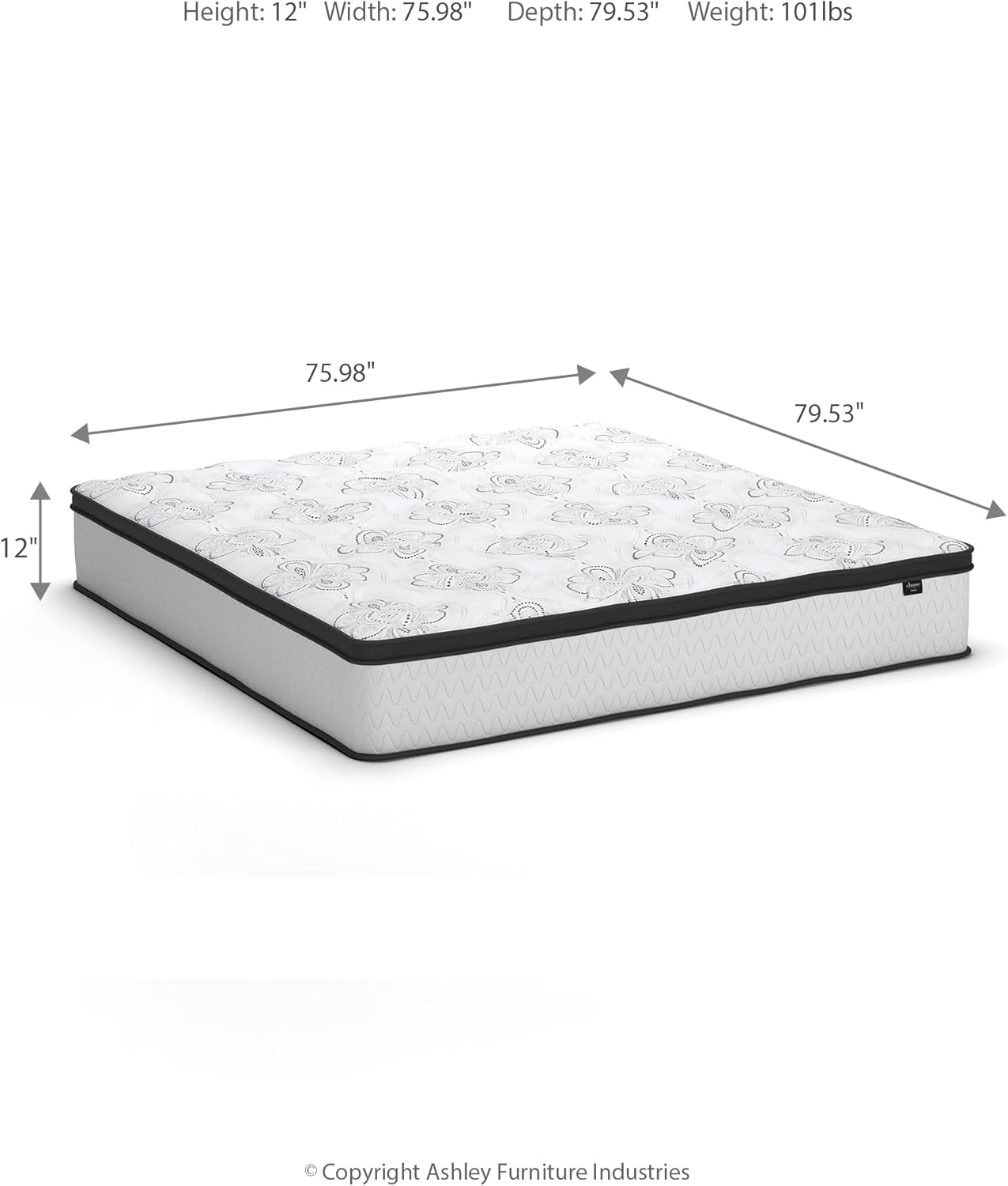 Signature Design by Ashley King Size Chime 12 Inch Medium Firm Hybrid Mattress with Cooling Gel Memory Foam for Pressure Relief, Fiberglass Free, Mattress In A Box