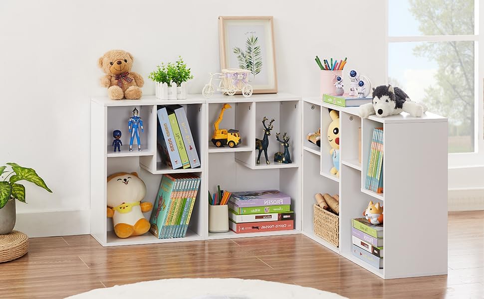 VECELO Small White Bookshelf, 3 Cube Shelf, Fits Tallest Hardcovers, Horizontal Available, Short Bookcase for Small Spaces, Pearl White