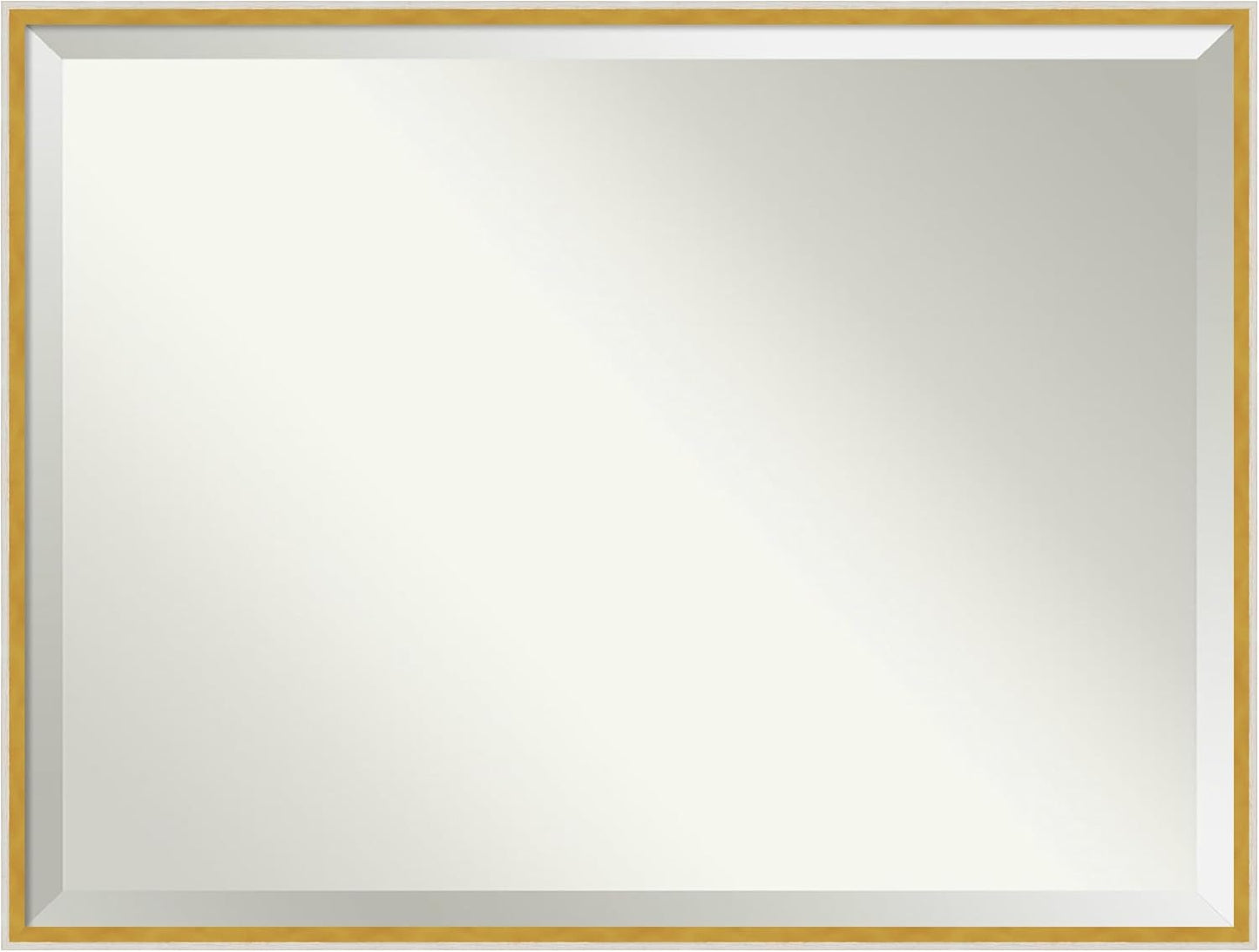 Amanti Art White Bathroom Mirror for Over Sink, 31x41 Paige White Gold Rectangle Vanity Mirror, X-Large Modern Contemporary Wood Frame, Hangs Horizonally and Vertically, Bathroom Wall Decor, Beveled