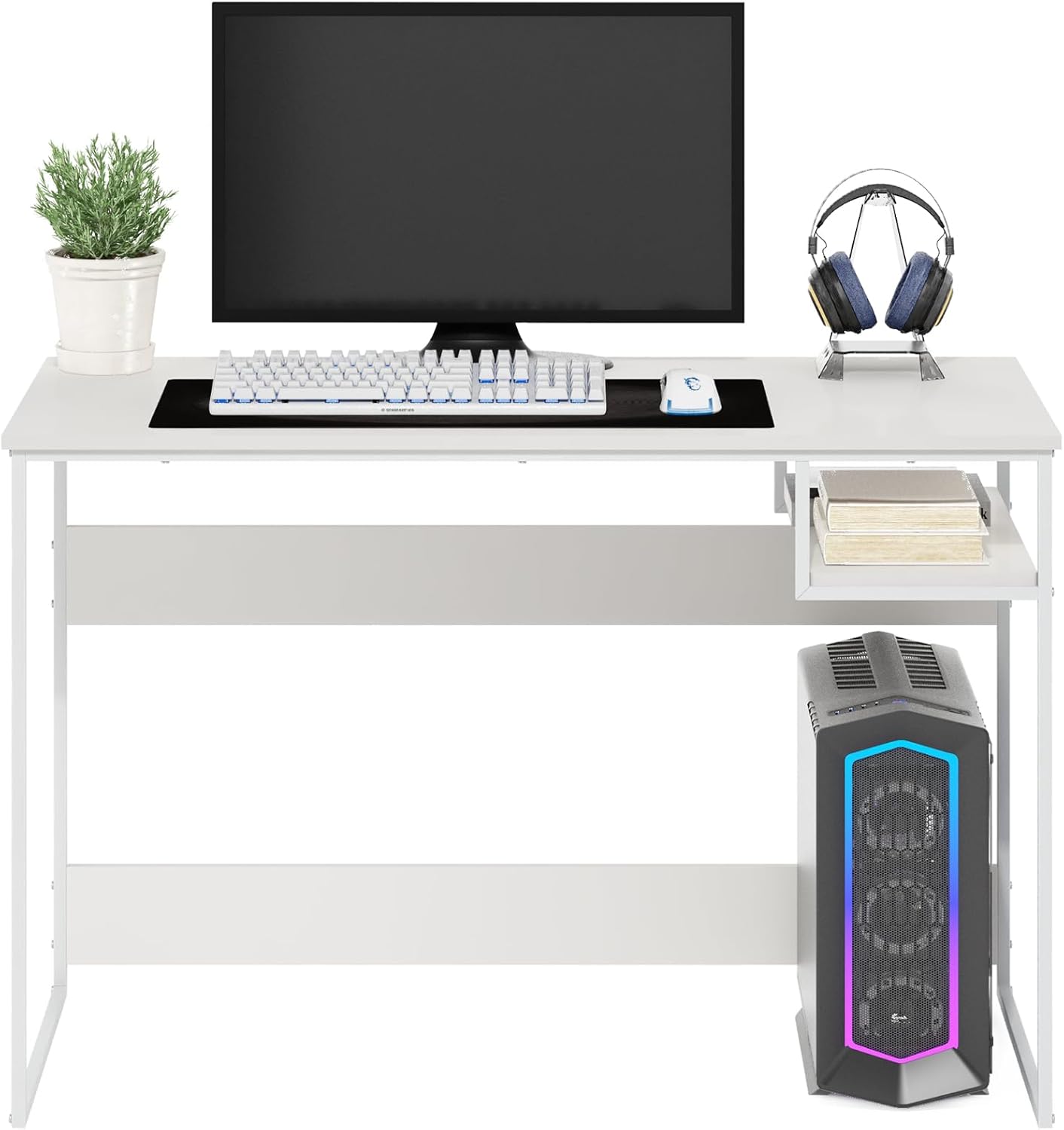 Furinno Moretti Modern Lifestyle Study Desk, 45, Solid White/White