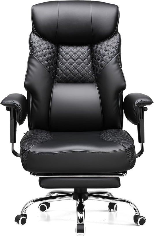GTRACING Big and Tall Office Chair 400LBS Wide Ergonomic Gaming Chair with Deluxe Embossing Designed Leather with Foot Rest,150°Reclining Adjustable Soft Armrests Pocket Spring Back Support and Pillow