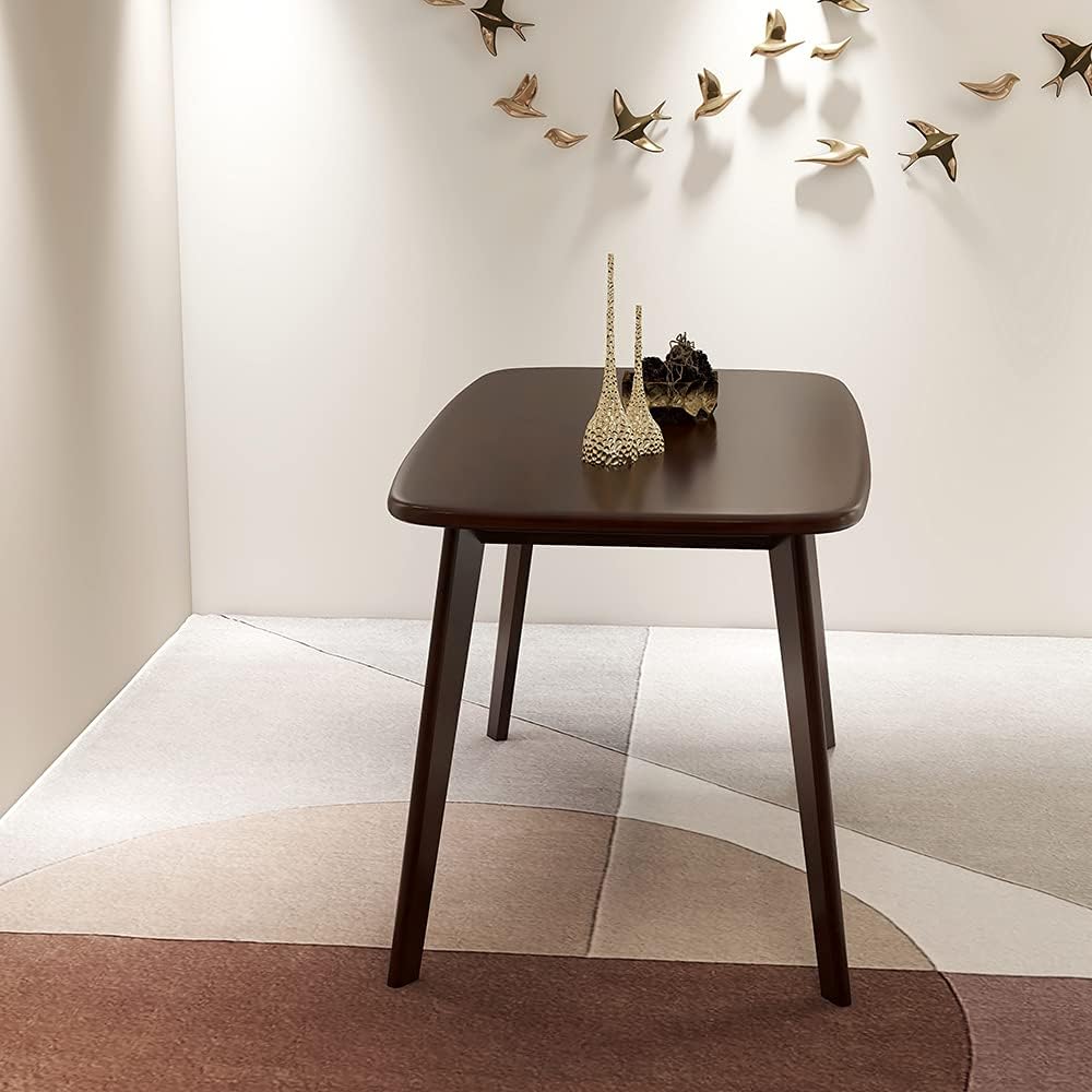 WoodShine Mid Century Modern Real Solid Wood Dining Table,Working Desk,Walnut,47inch