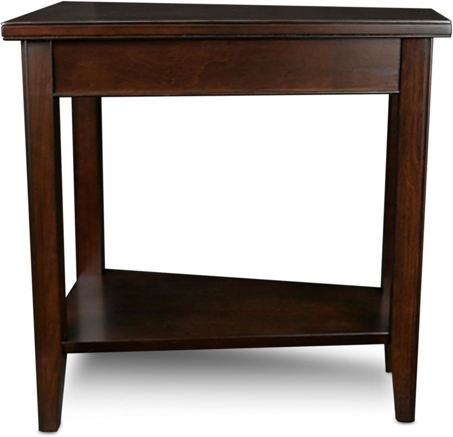 Laurent Solid Wood Recliner Wedge End Side Table with Shelf, Chocolate Cherry Brown, Perfect for Living Rooms, Bedrooms, and Small Spaces – Leick Home, 10502